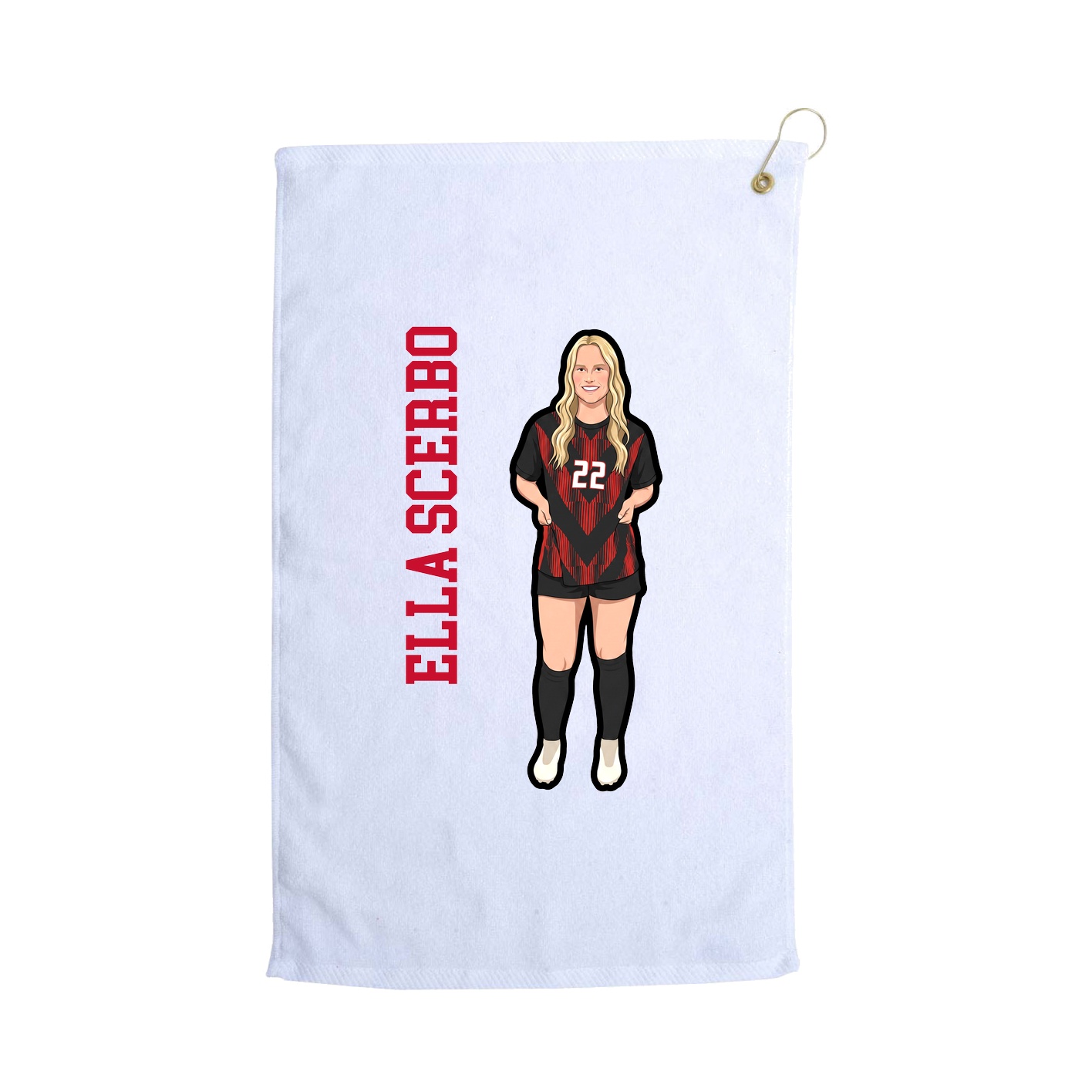 Golf Towel — Name Vertical in White