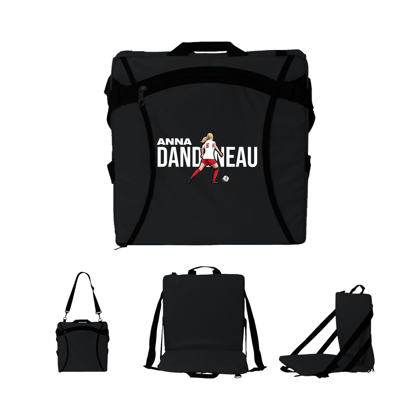 Folding Stadium Seat — Player Name in Black