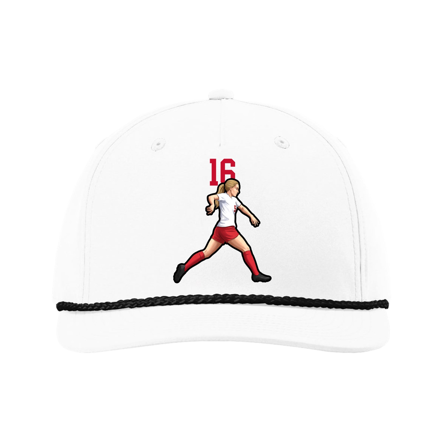 Five-Panel Classic Rope Cap — Number Top in White
