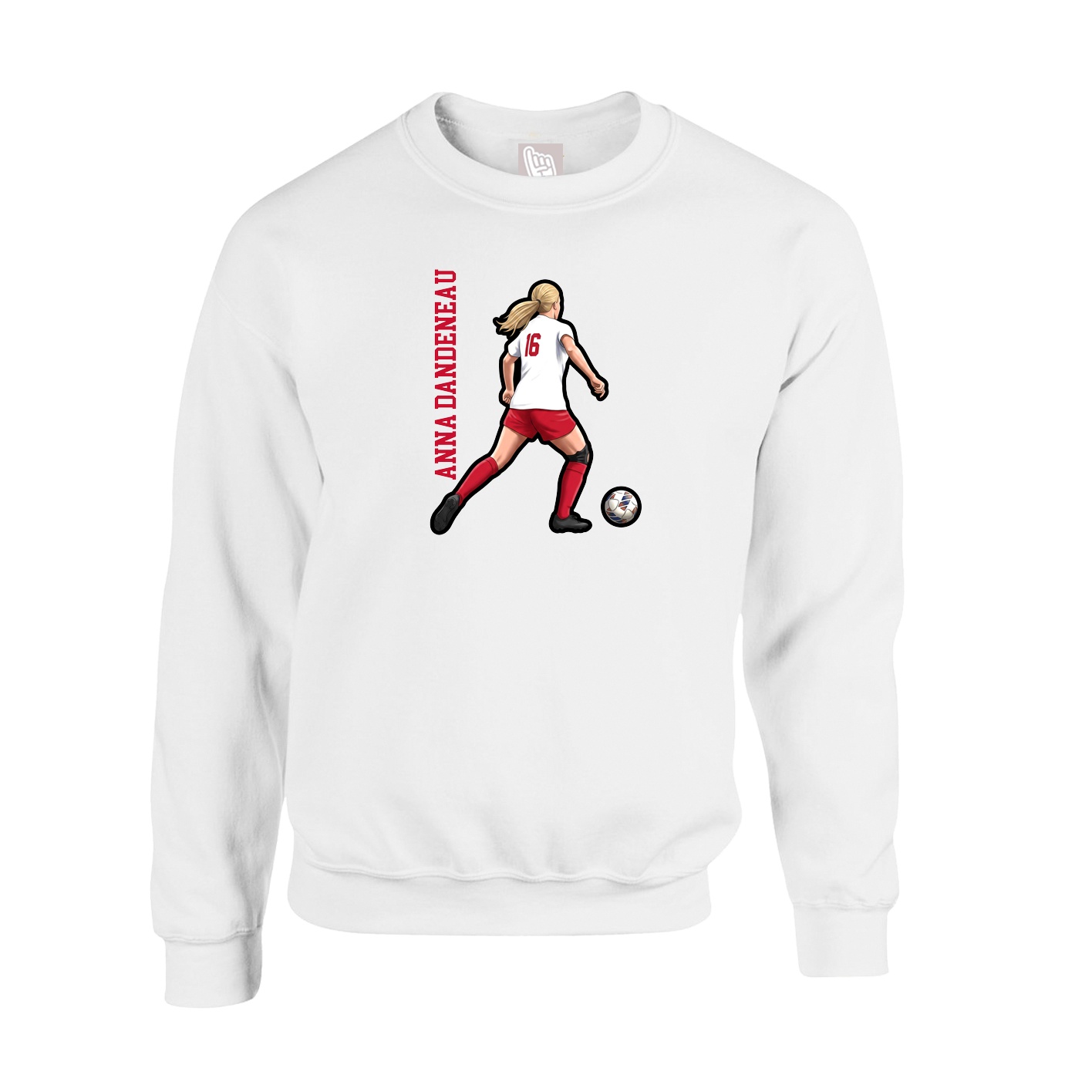 Fleece Crew — Name Vertical in White