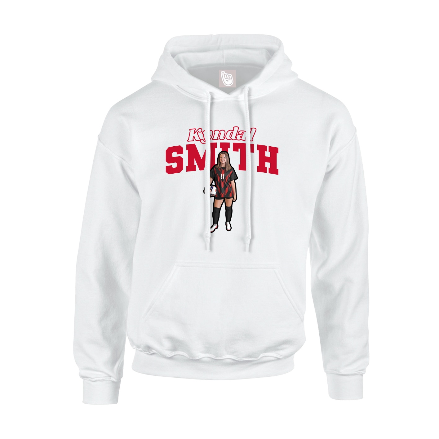 Youth Hoodie — Name Arch in White