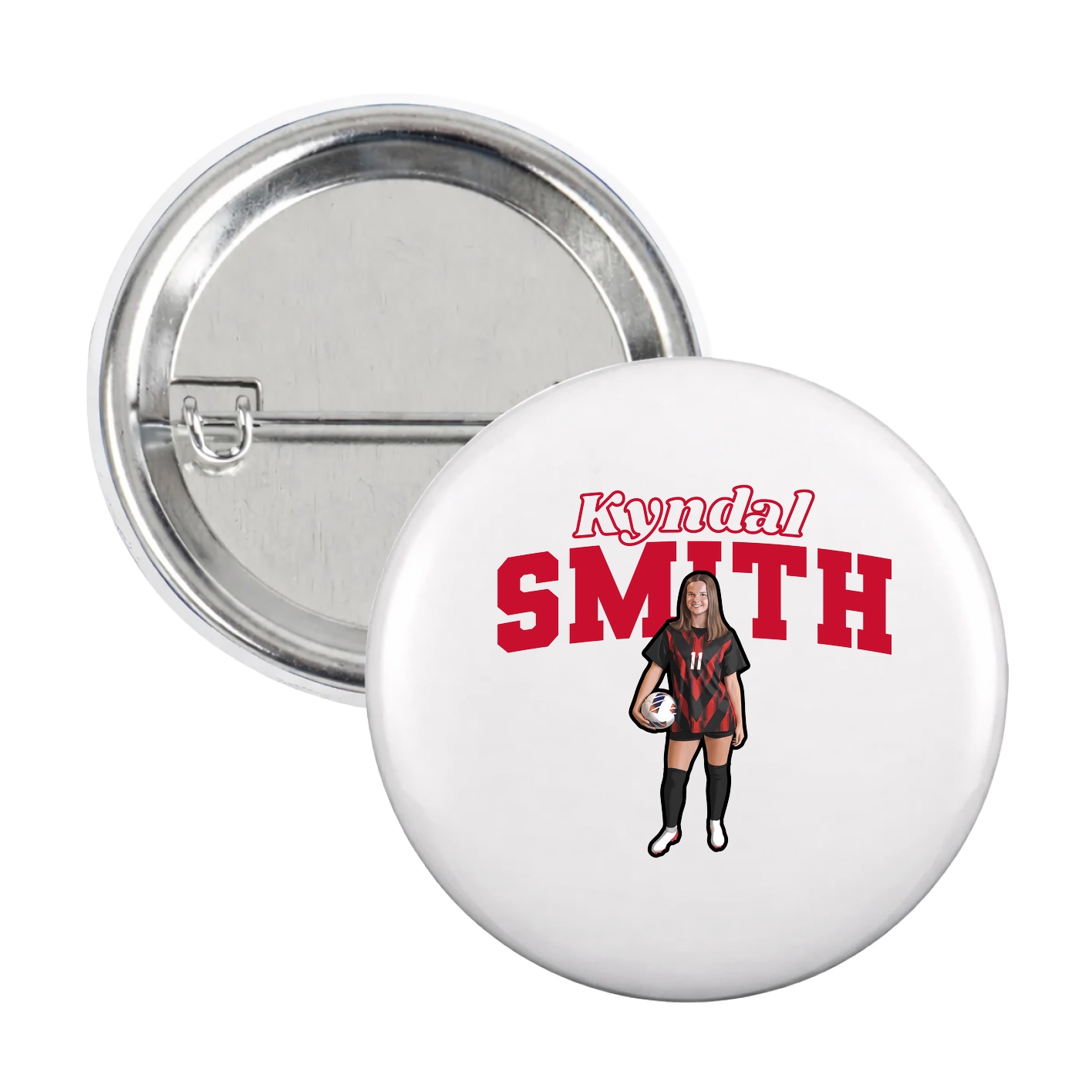 Game Day Button — Name Arch in White