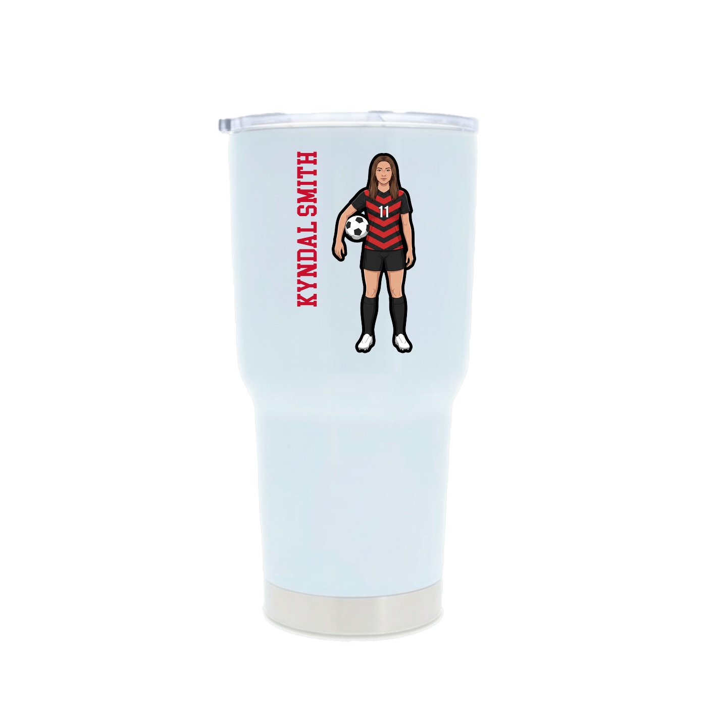 30oz Stainless Steel Tumbler — Name Vertical in White