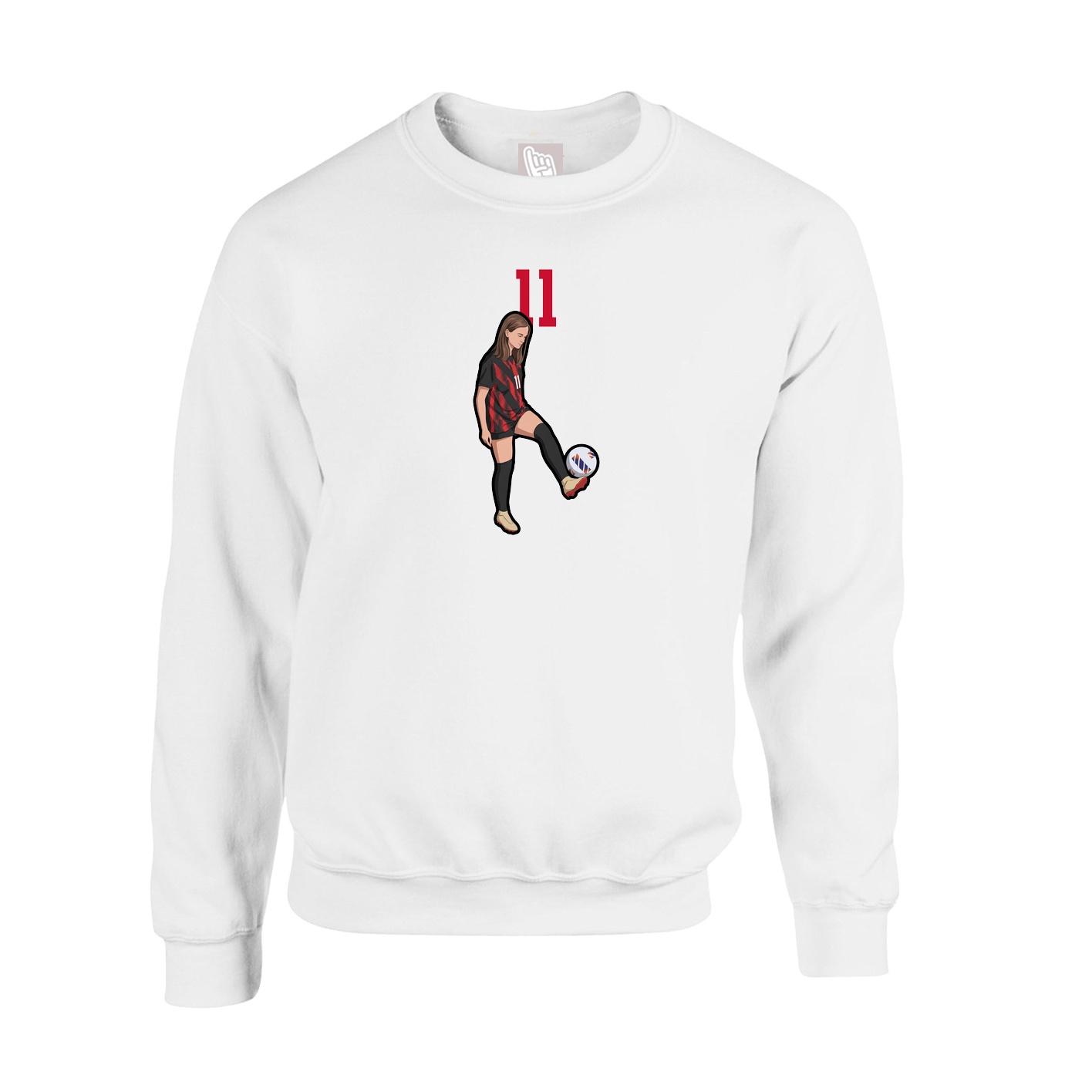 Fleece Crew — Number Top in White