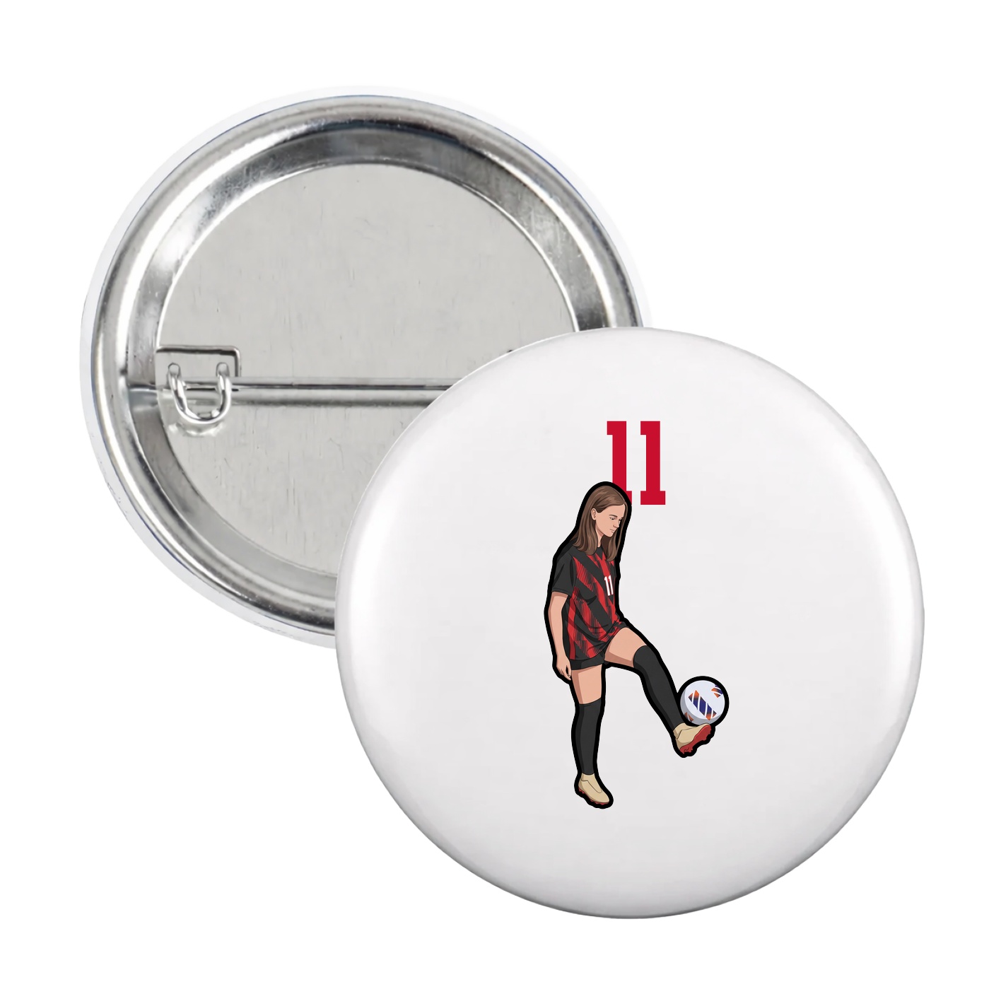 Game Day Button — Number Top in White