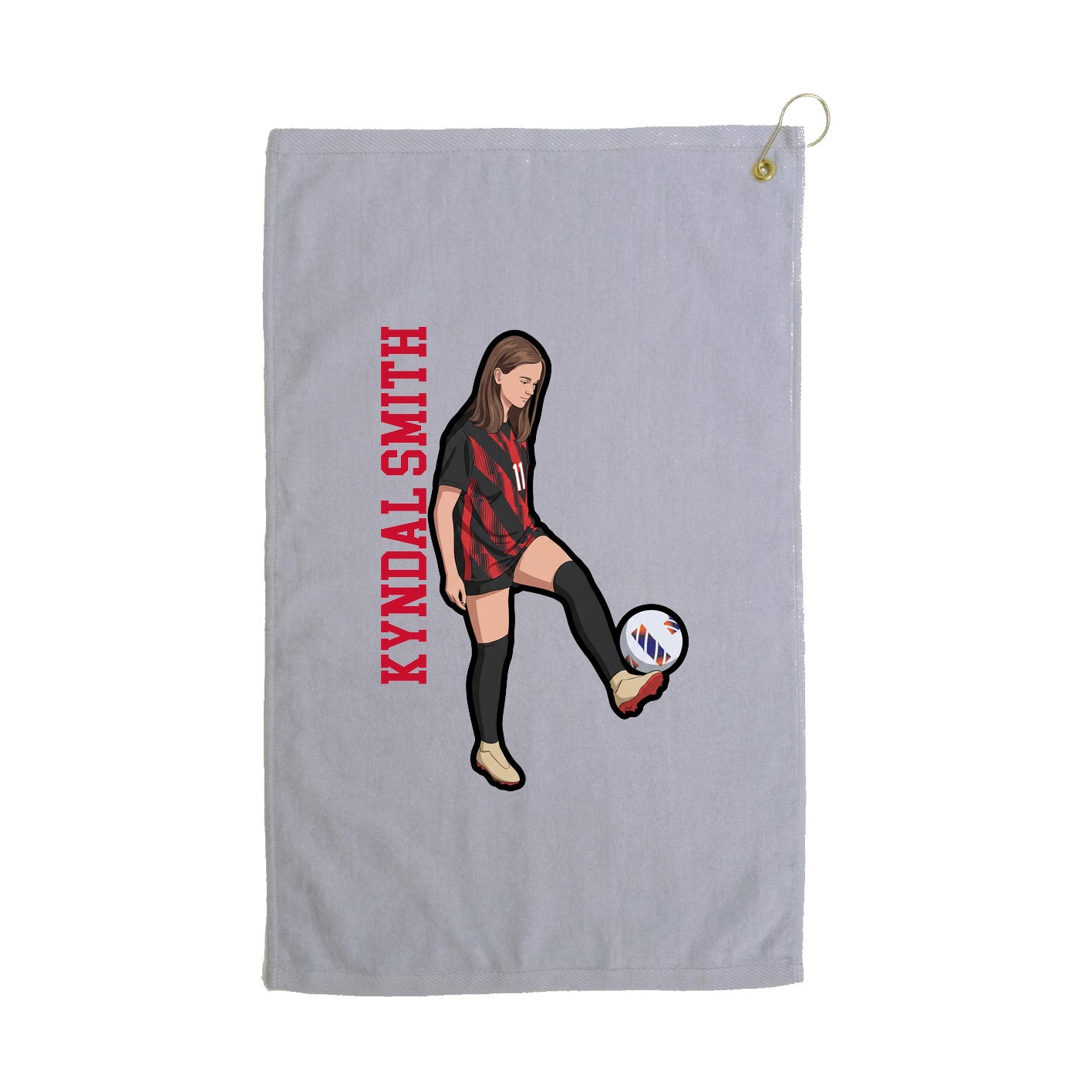 Golf Towel — Name Vertical in Grey
