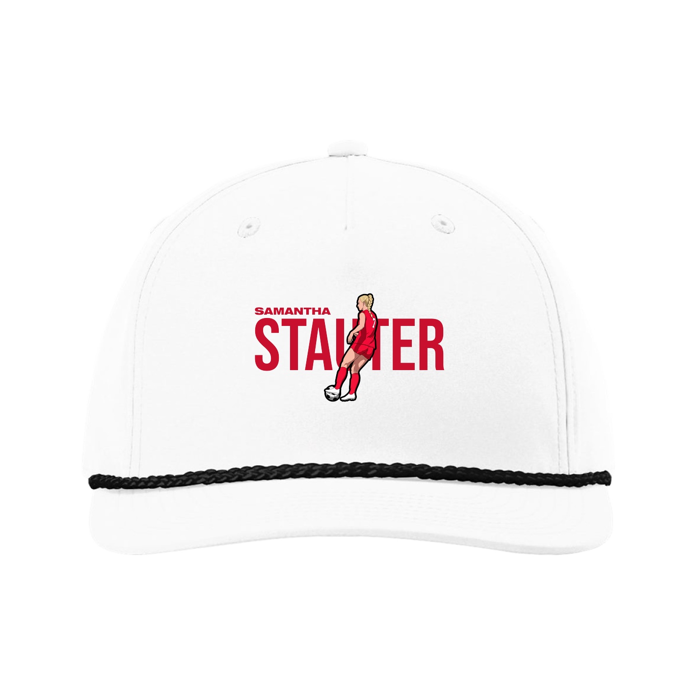 Five-Panel Classic Rope Cap — Player Name in White