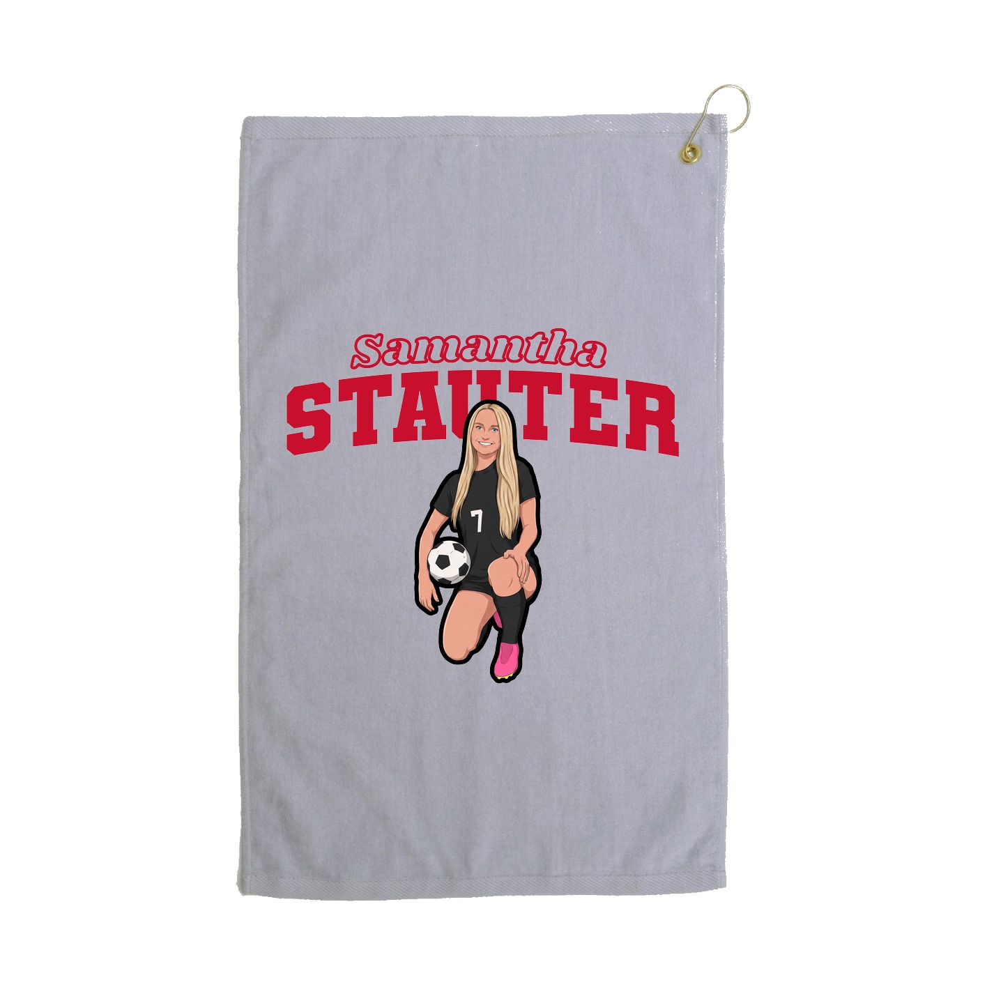 Golf Towel — Name Arch in Grey