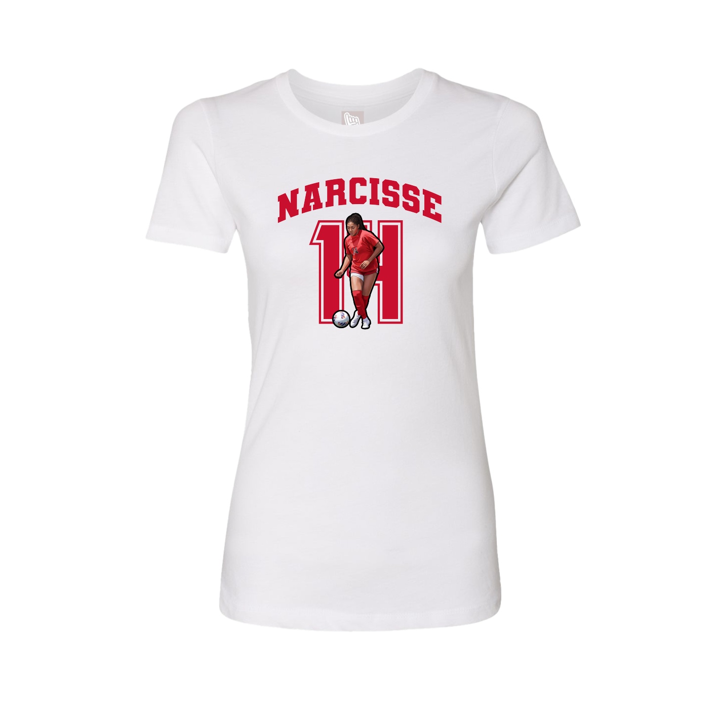 Fitted Women's Tee — Number in White