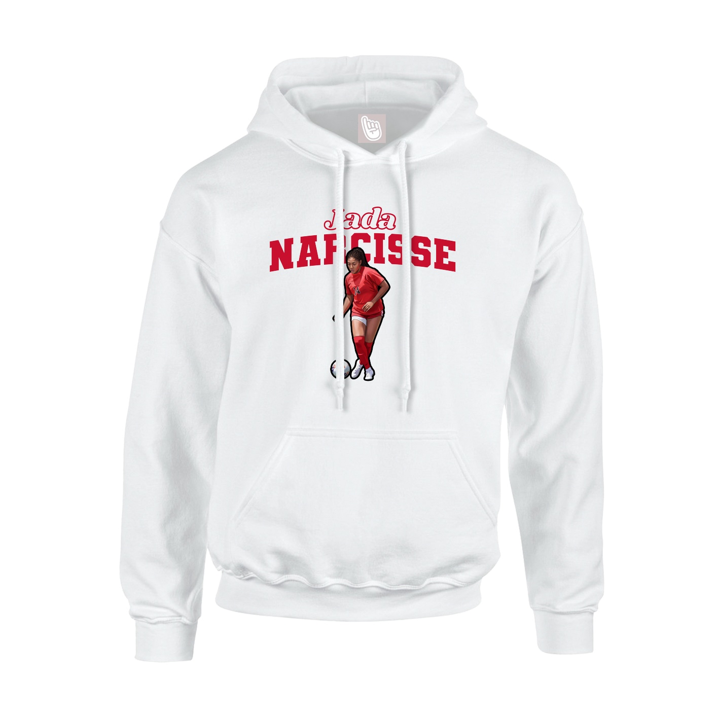 Youth Hoodie — Name Arch in White