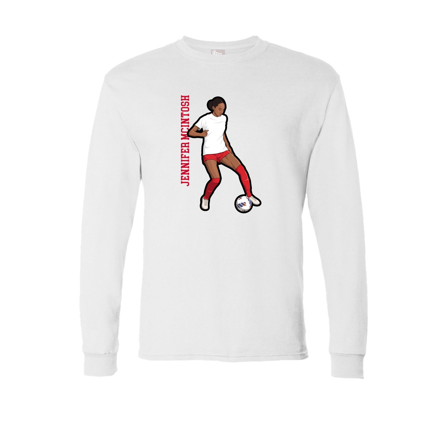 Long Sleeve Tee — Name Vertical in White