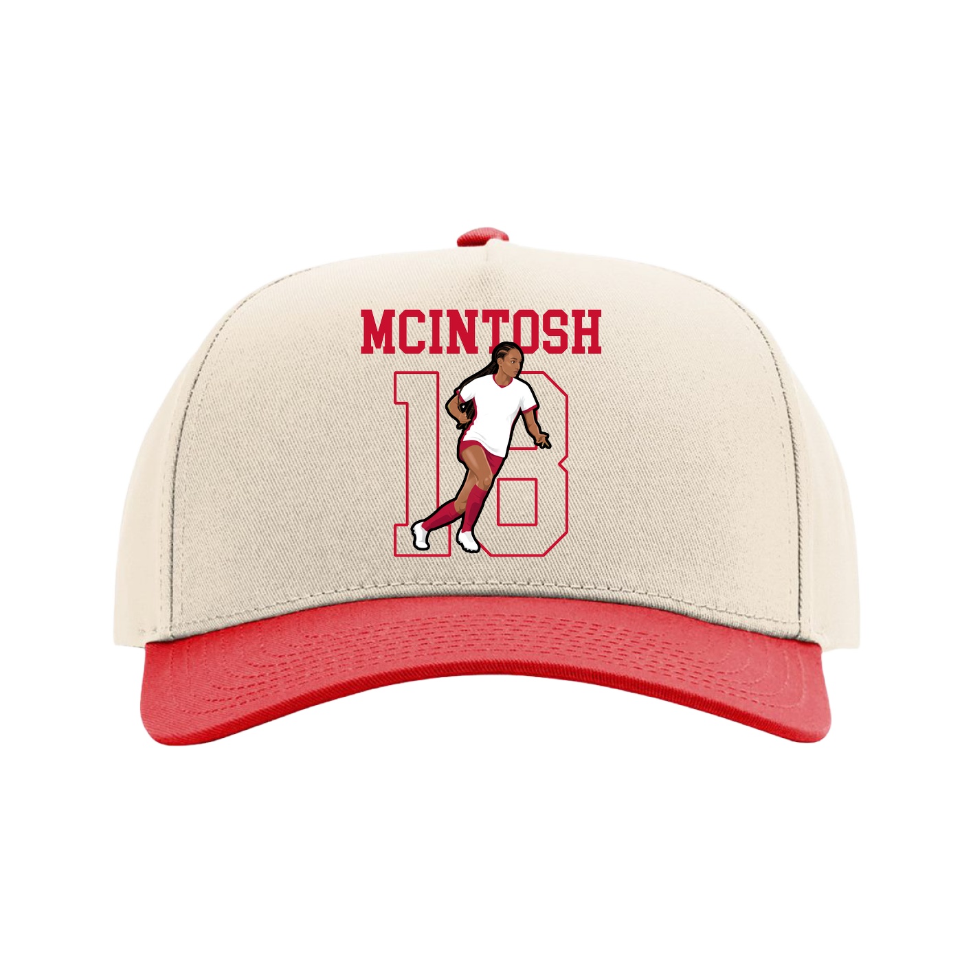 Full Fabric Five-Panel Champ Cap — Shirsey in Cream/Red