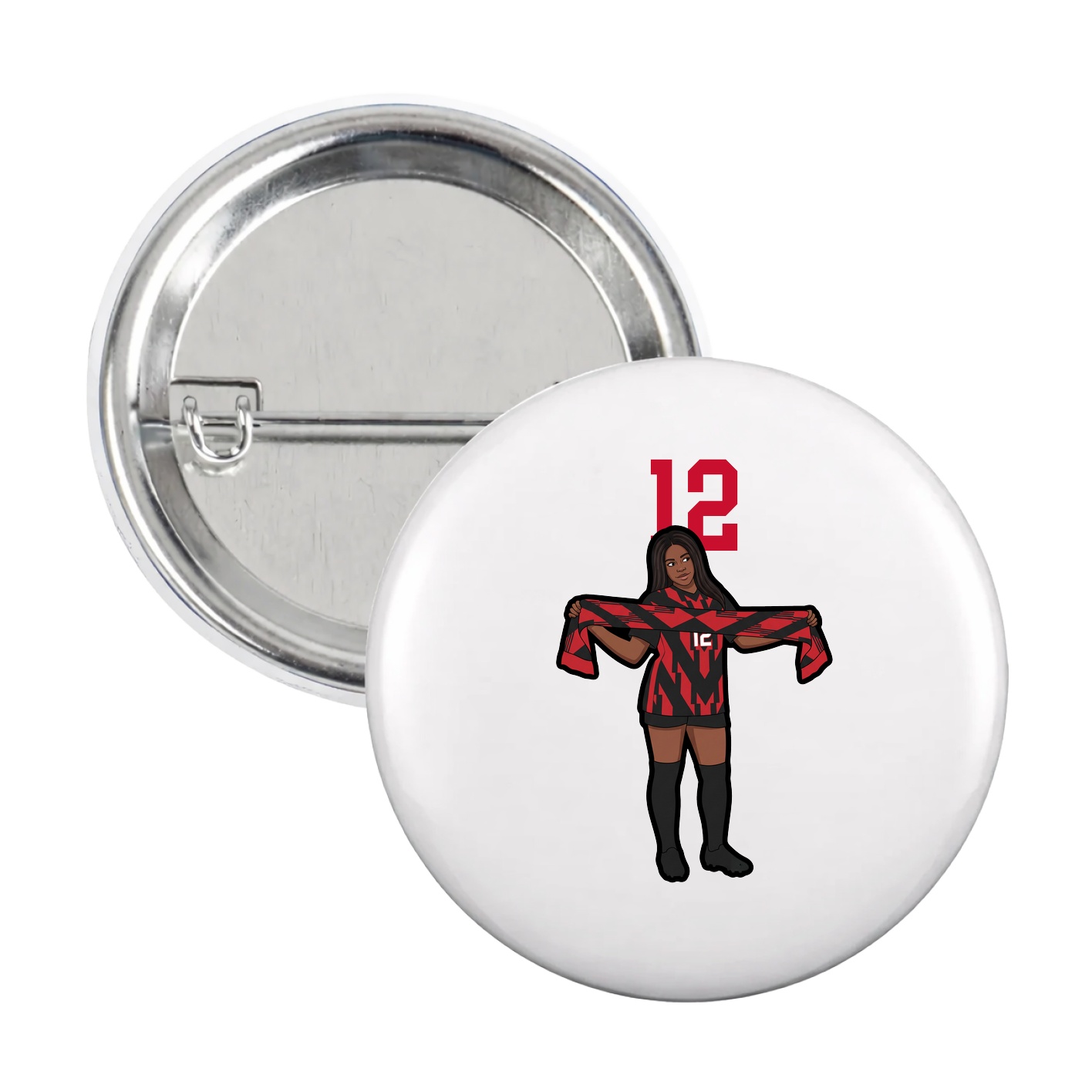 Game Day Button — Number Top in White