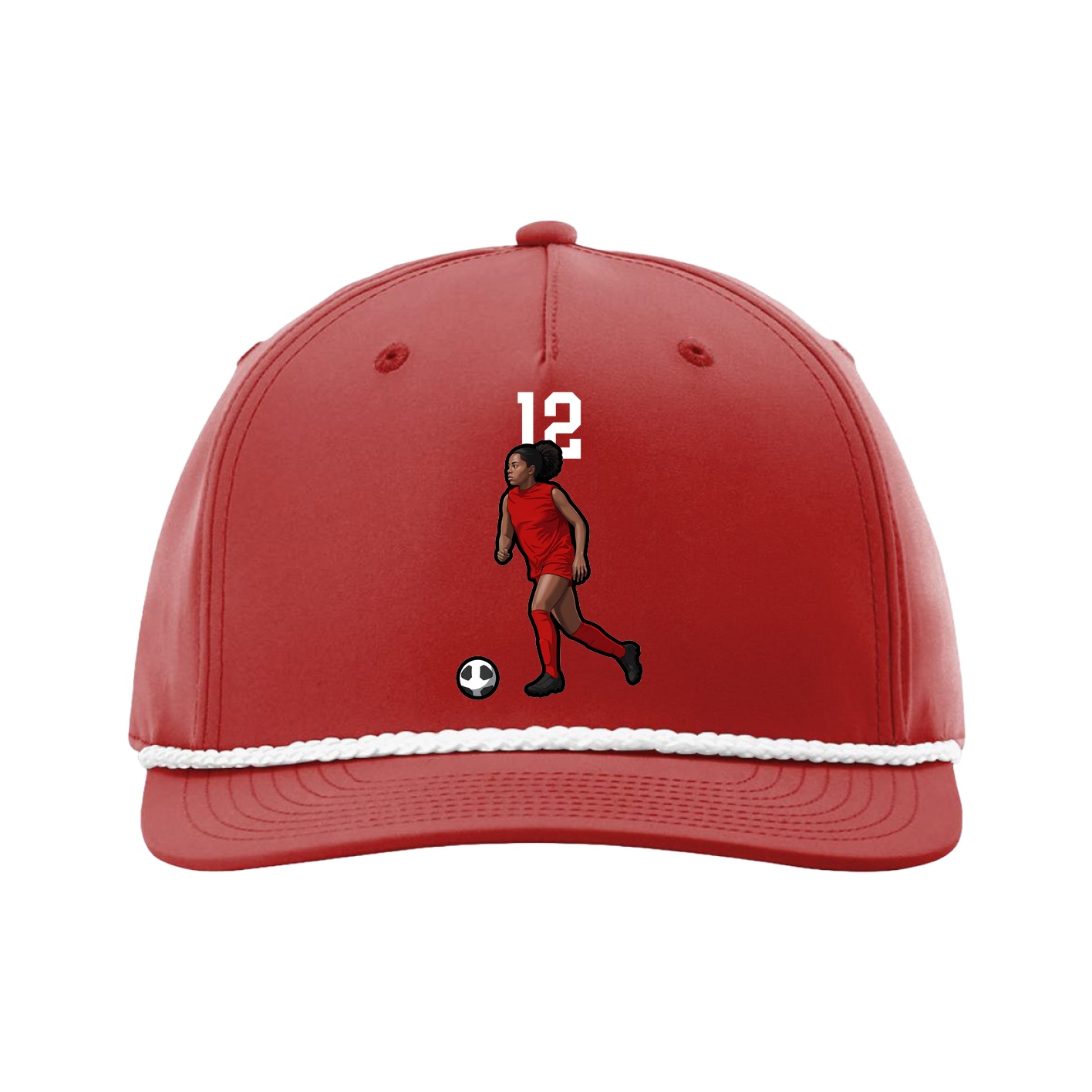 Five-Panel Classic Rope Cap — Number Top in Red
