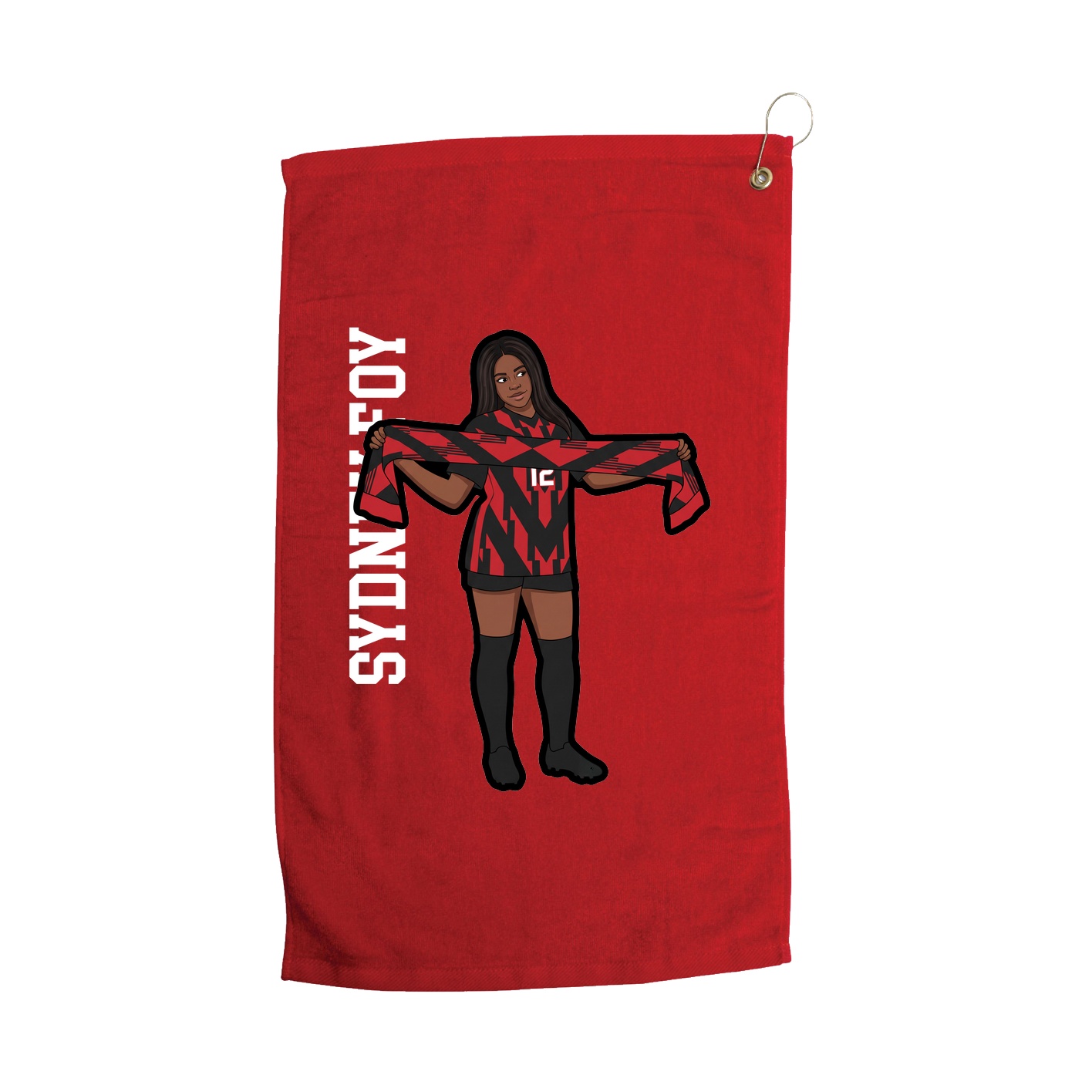 Golf Towel — Name Vertical in Red