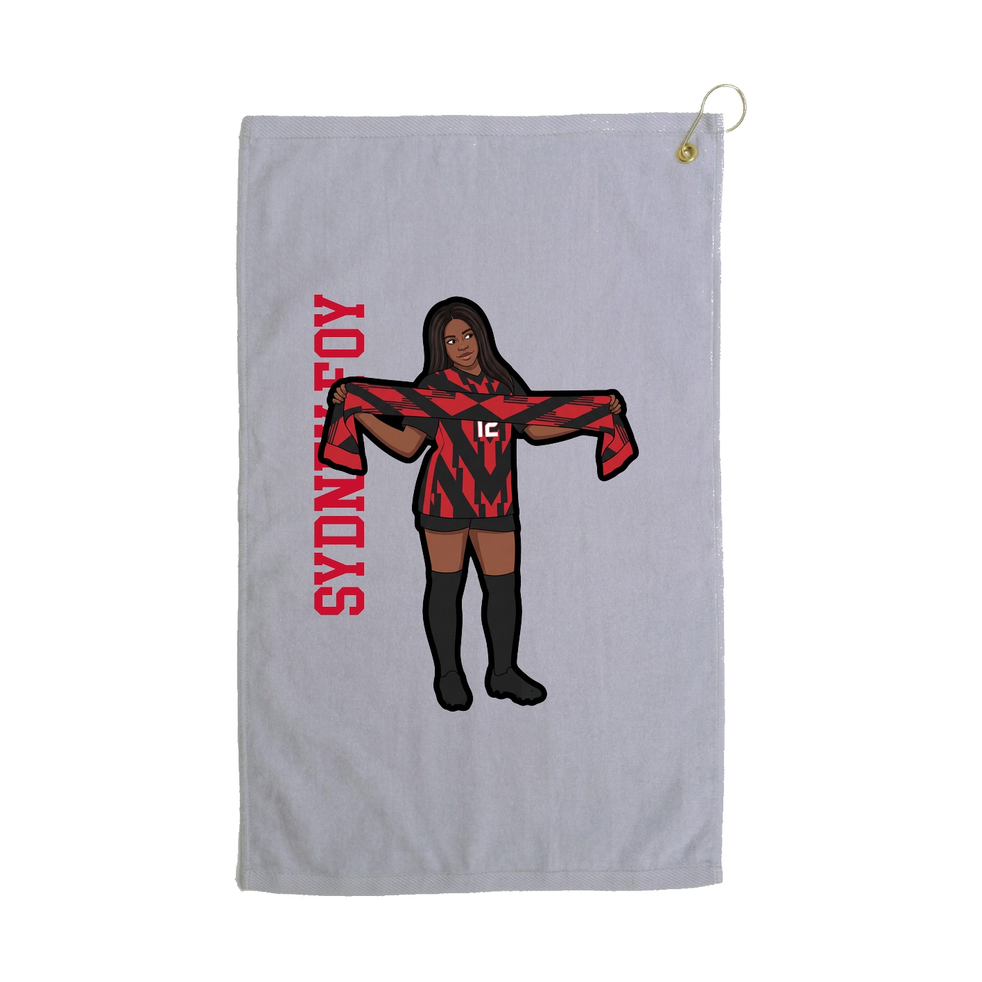 Golf Towel — Name Vertical in Grey