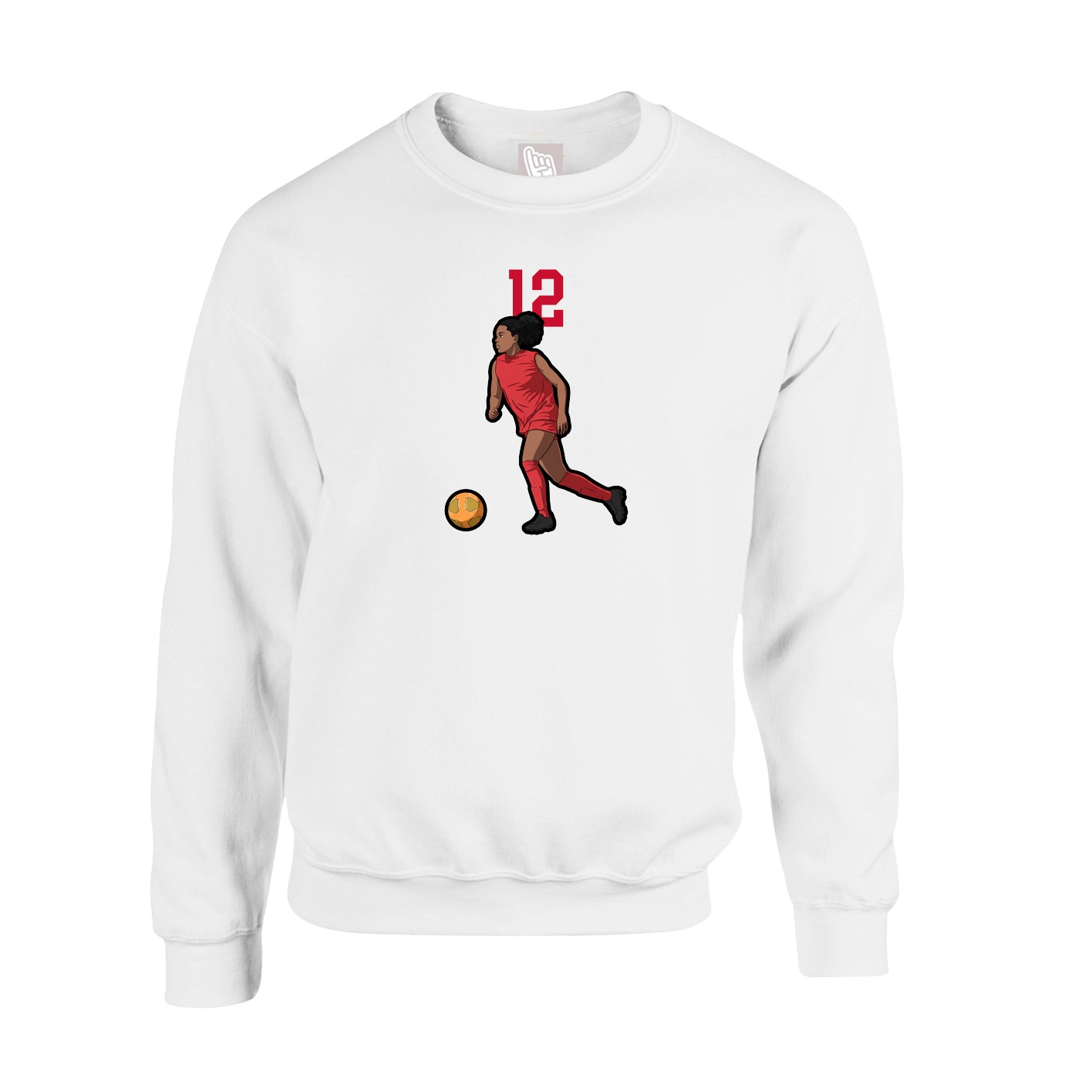 Fleece Crew — Number Top in White