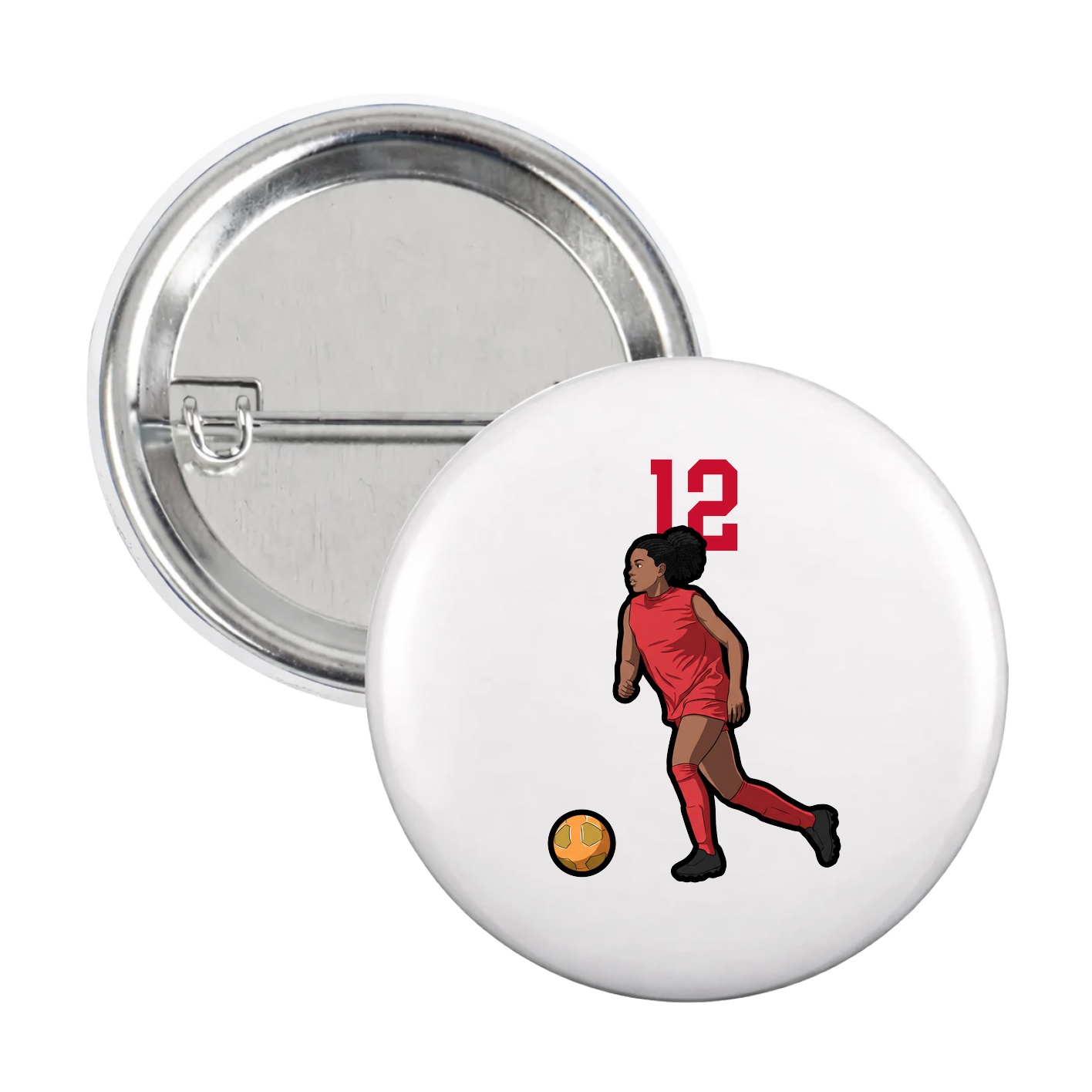 Game Day Button — Number Top in White