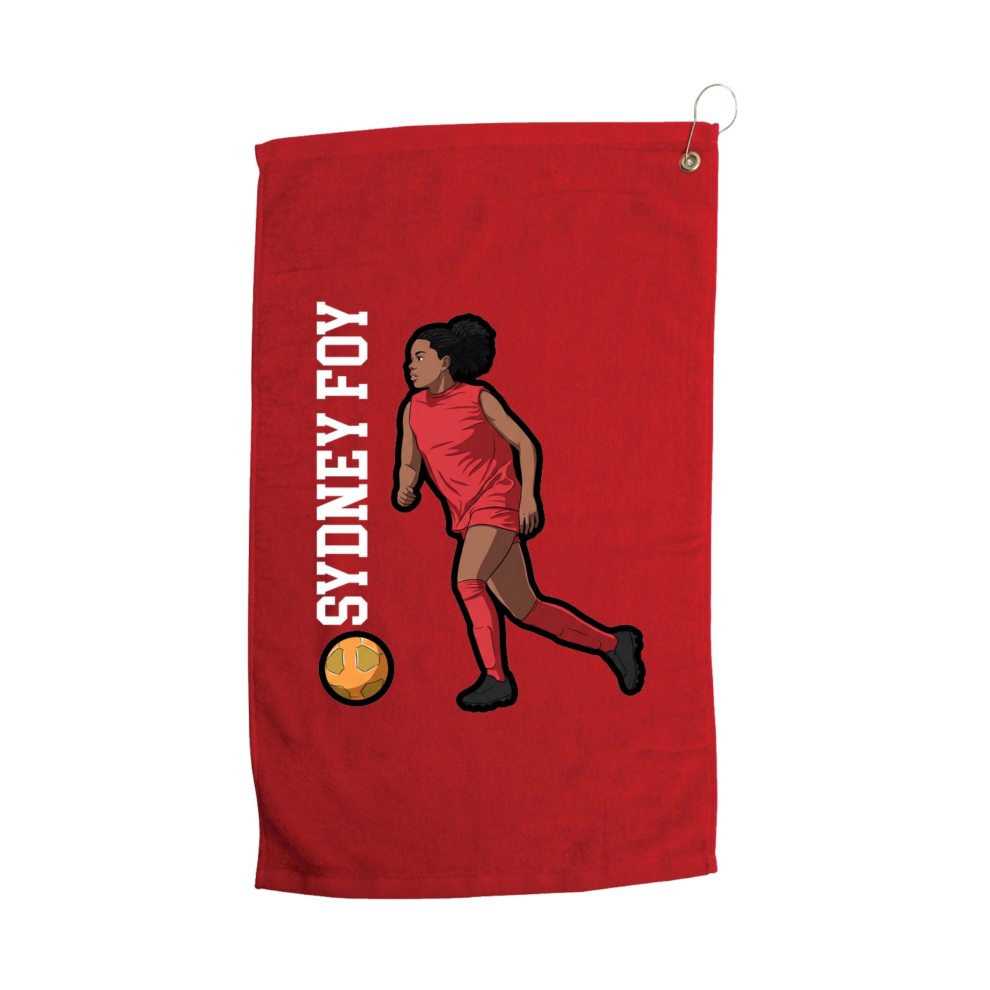 Golf Towel — Name Vertical in Red