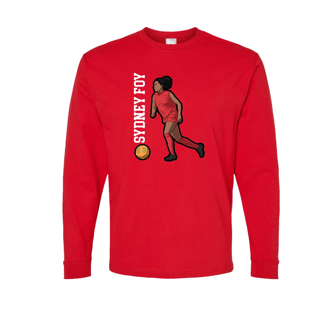 Long Sleeve Tee — Name Vertical in Red