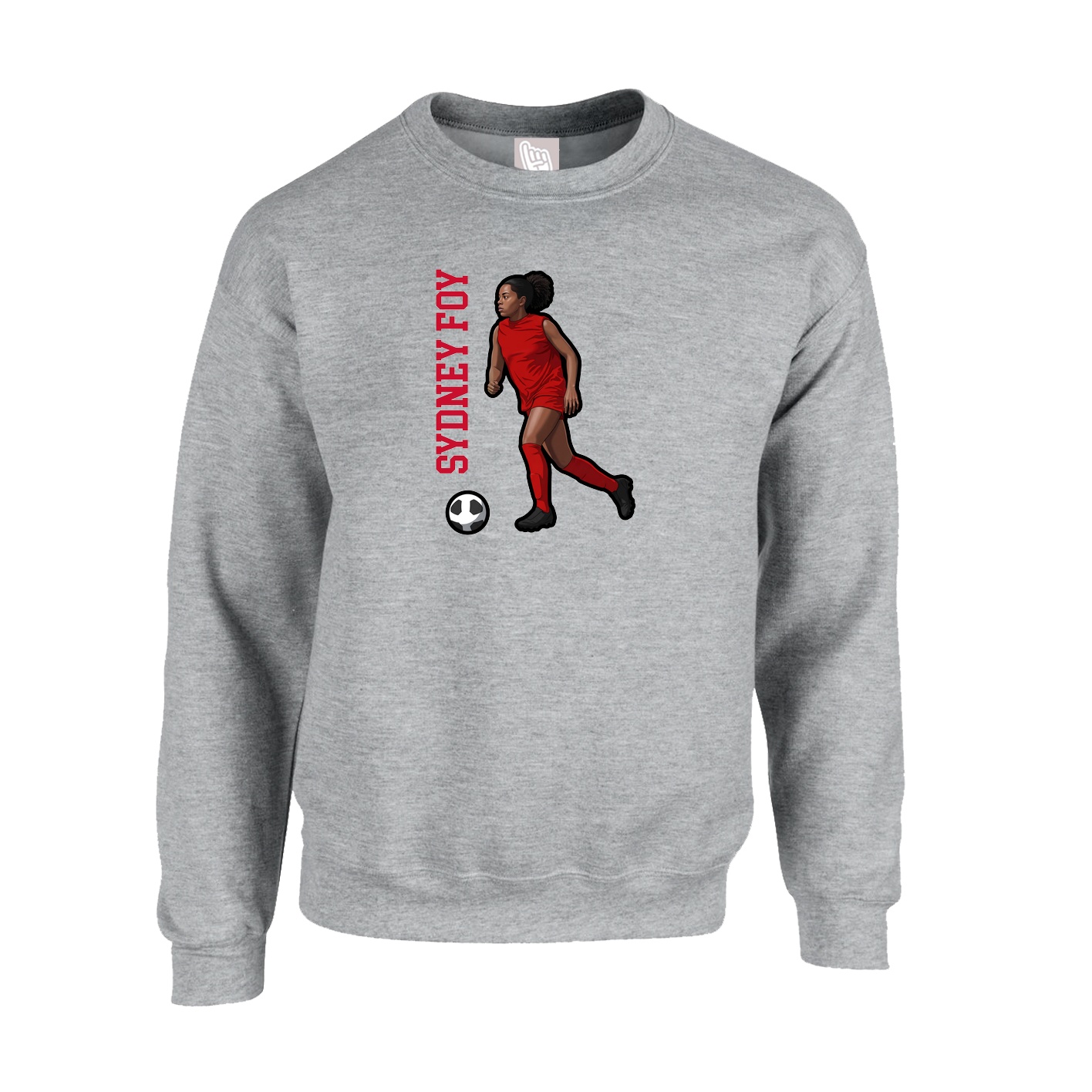 Fleece Crew — Name Vertical in Grey
