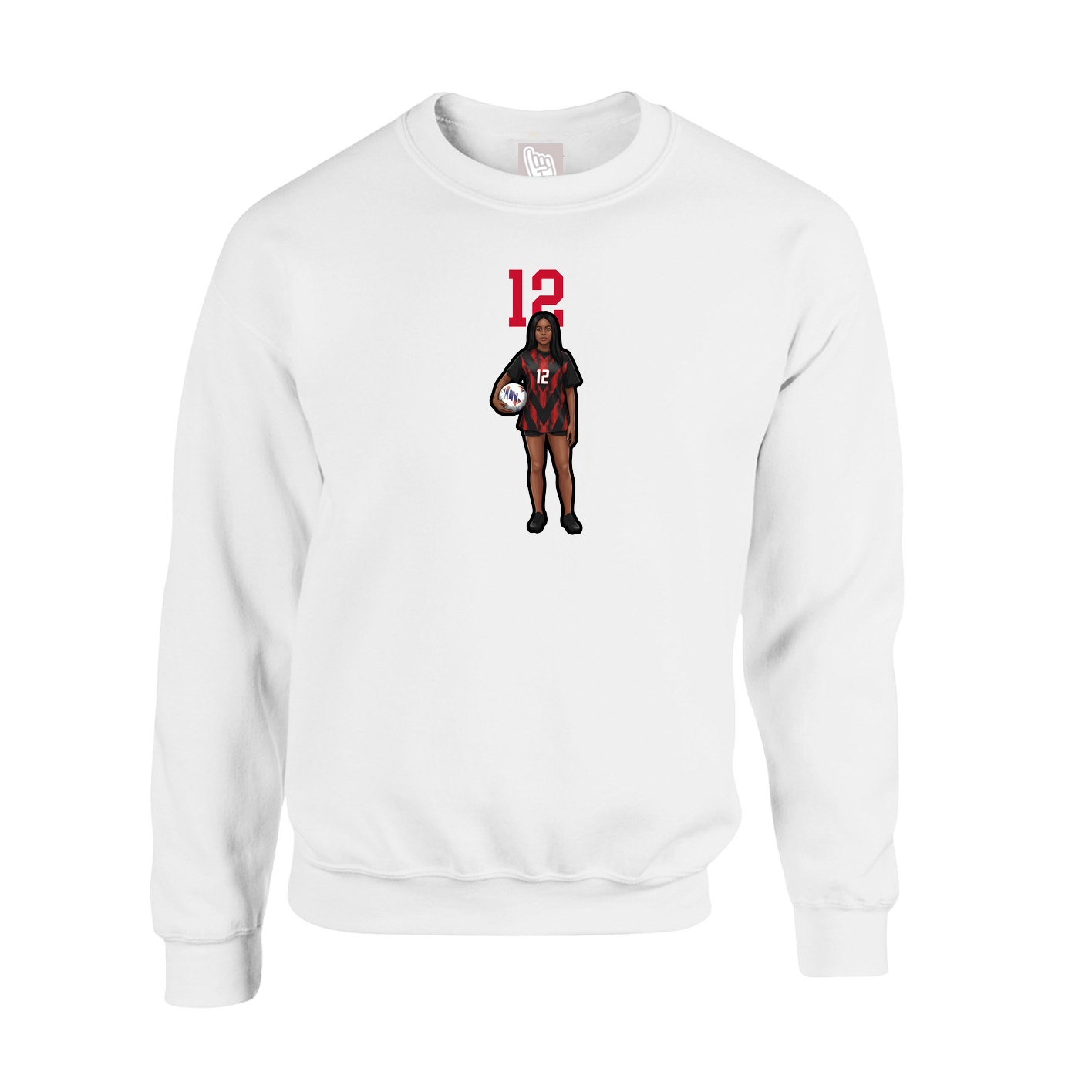 Fleece Crew — Number Top in White