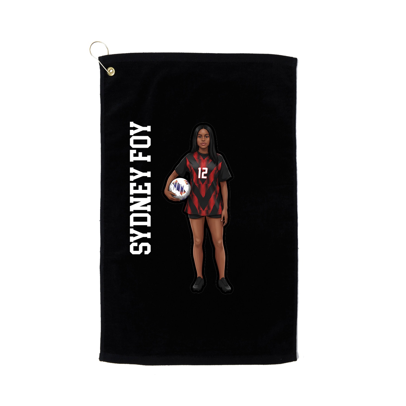 Golf Towel — Name Vertical in Black