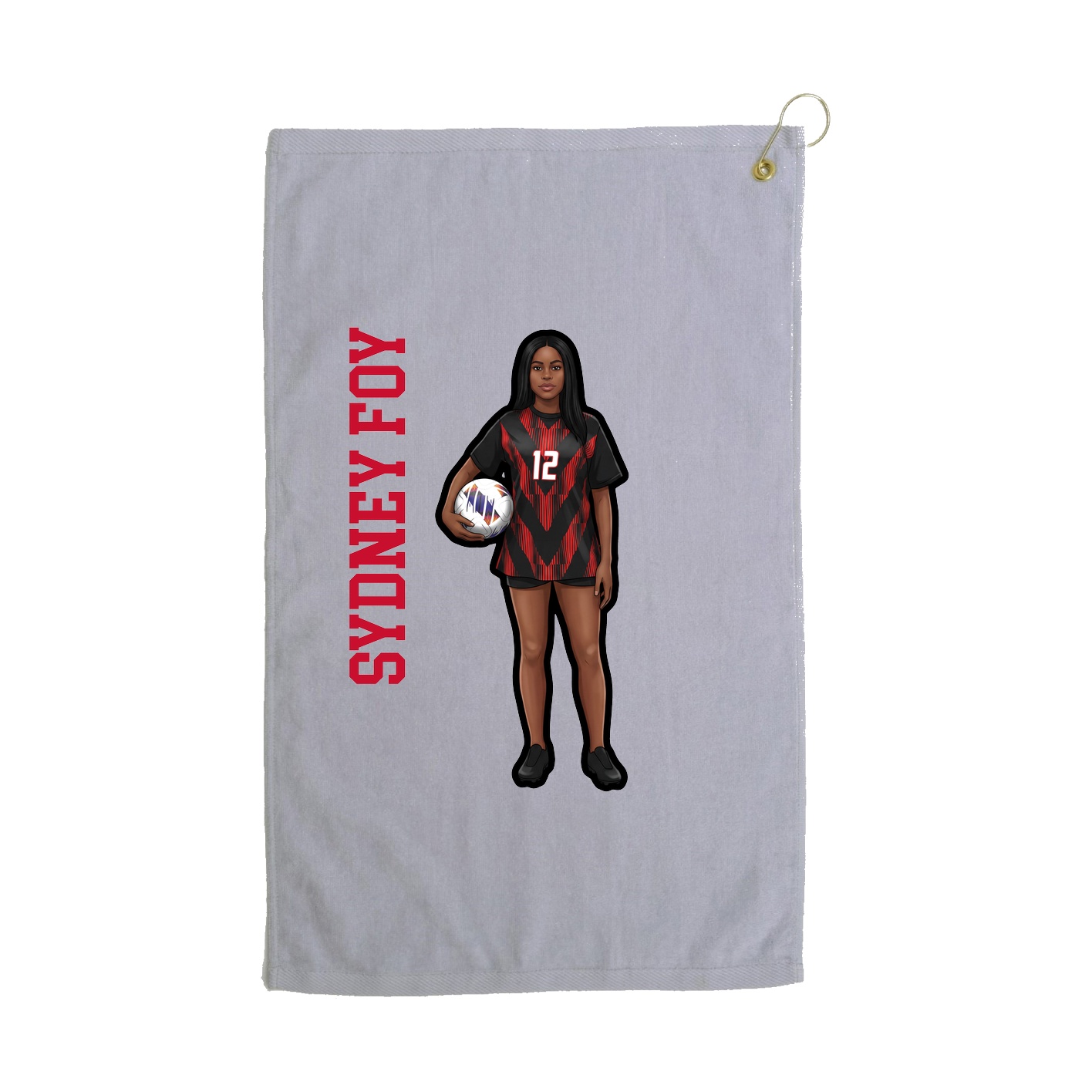 Golf Towel — Name Vertical in Grey
