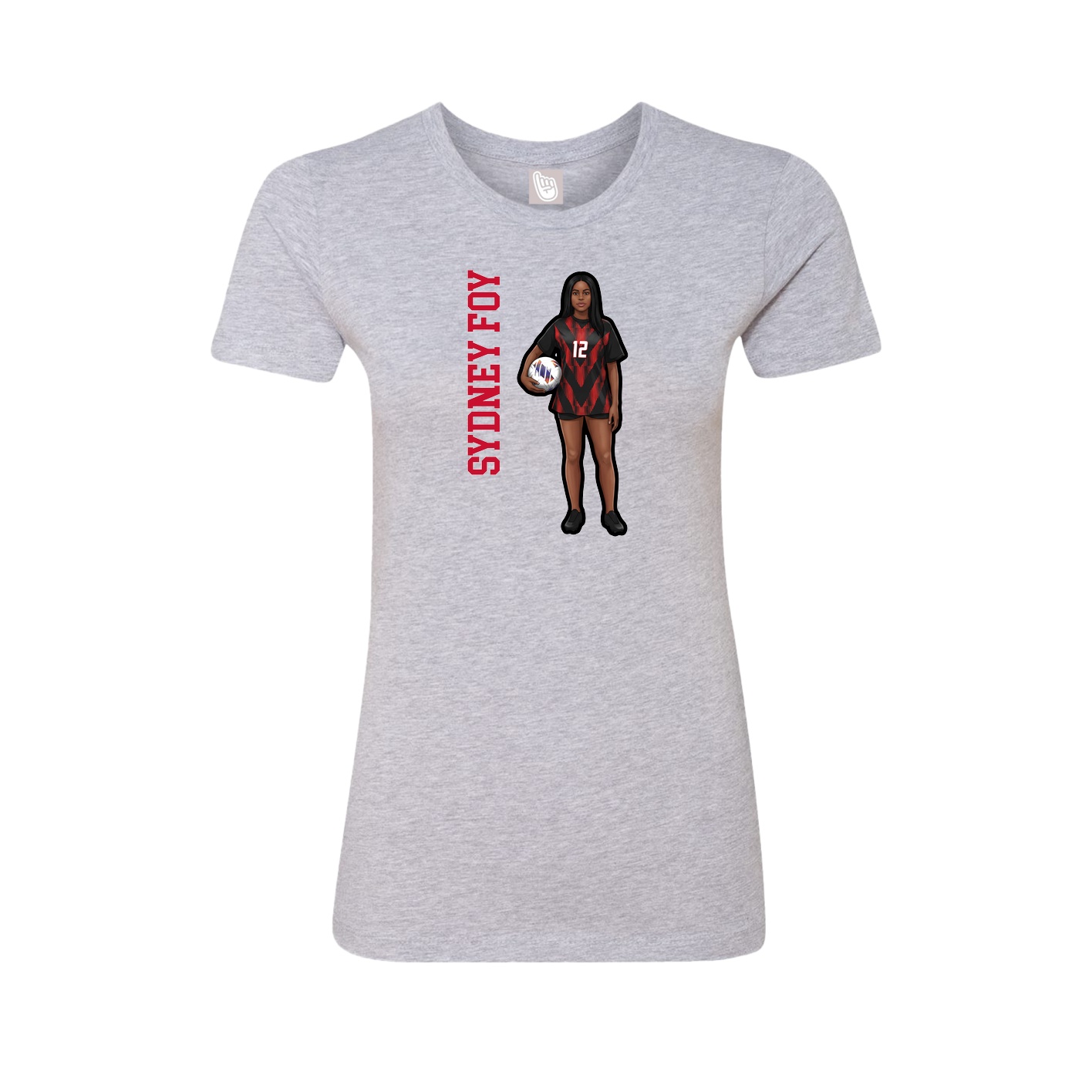 Womens Tee — Name Vertical in Grey