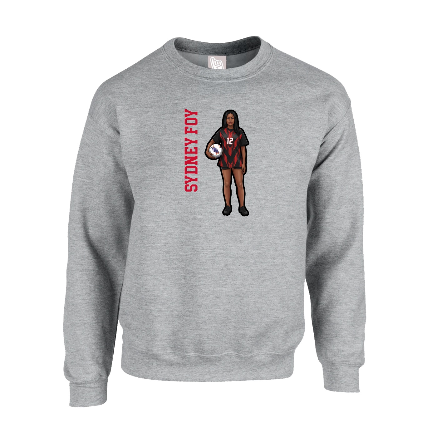 Fleece Crew — Name Vertical in Grey