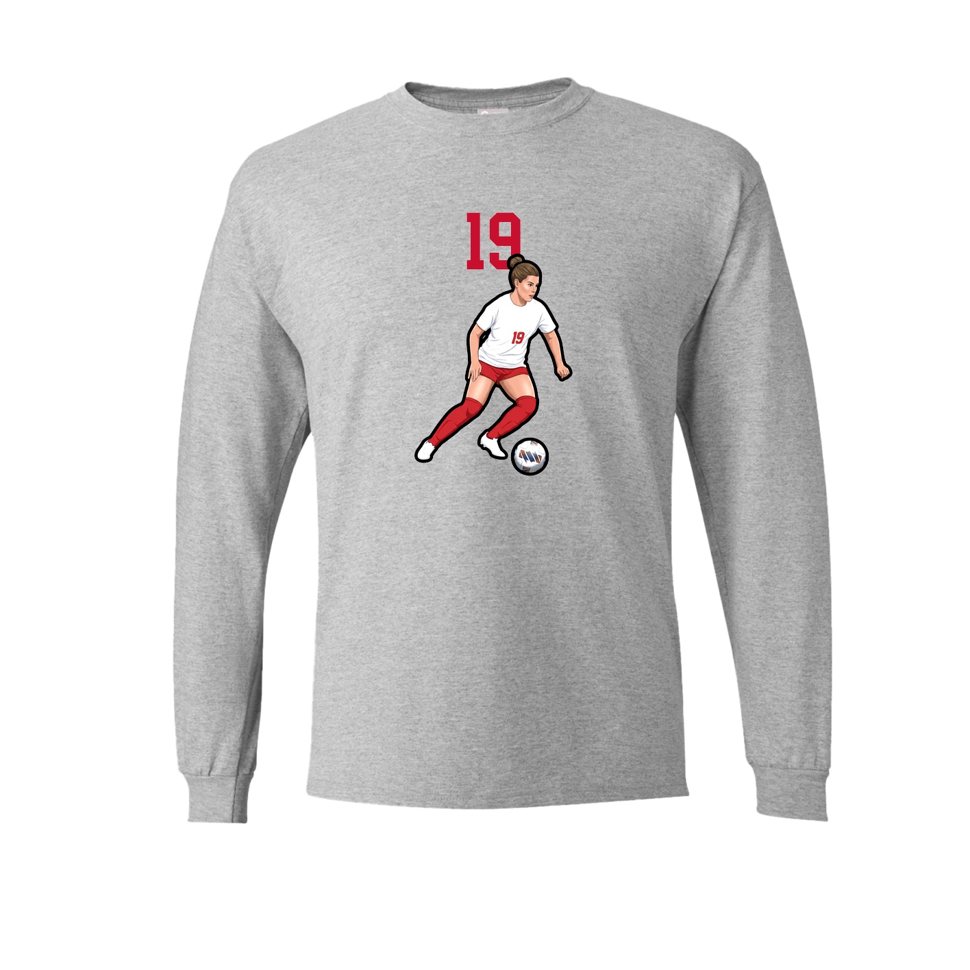 Long Sleeve Tee — Number Top in Grey