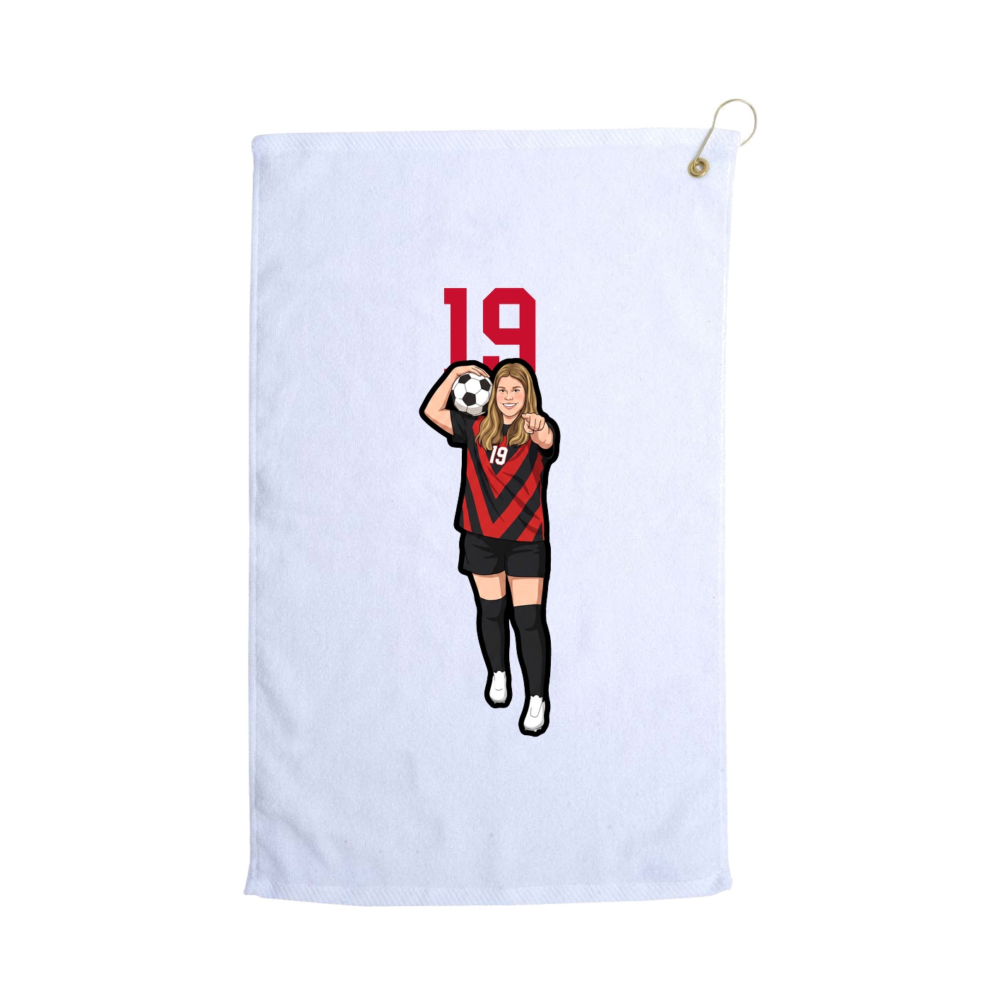 Golf Towel — Number Top in White