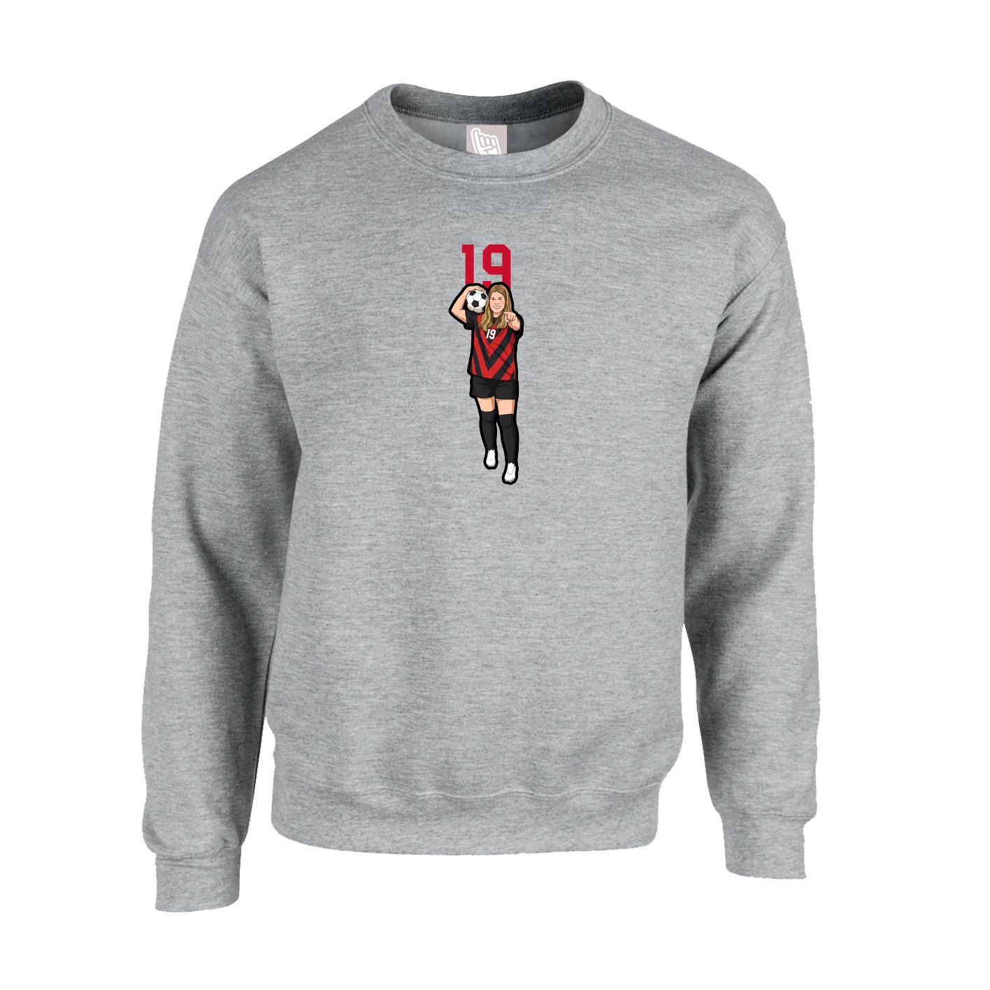 Fleece Crew — Number Top in Grey