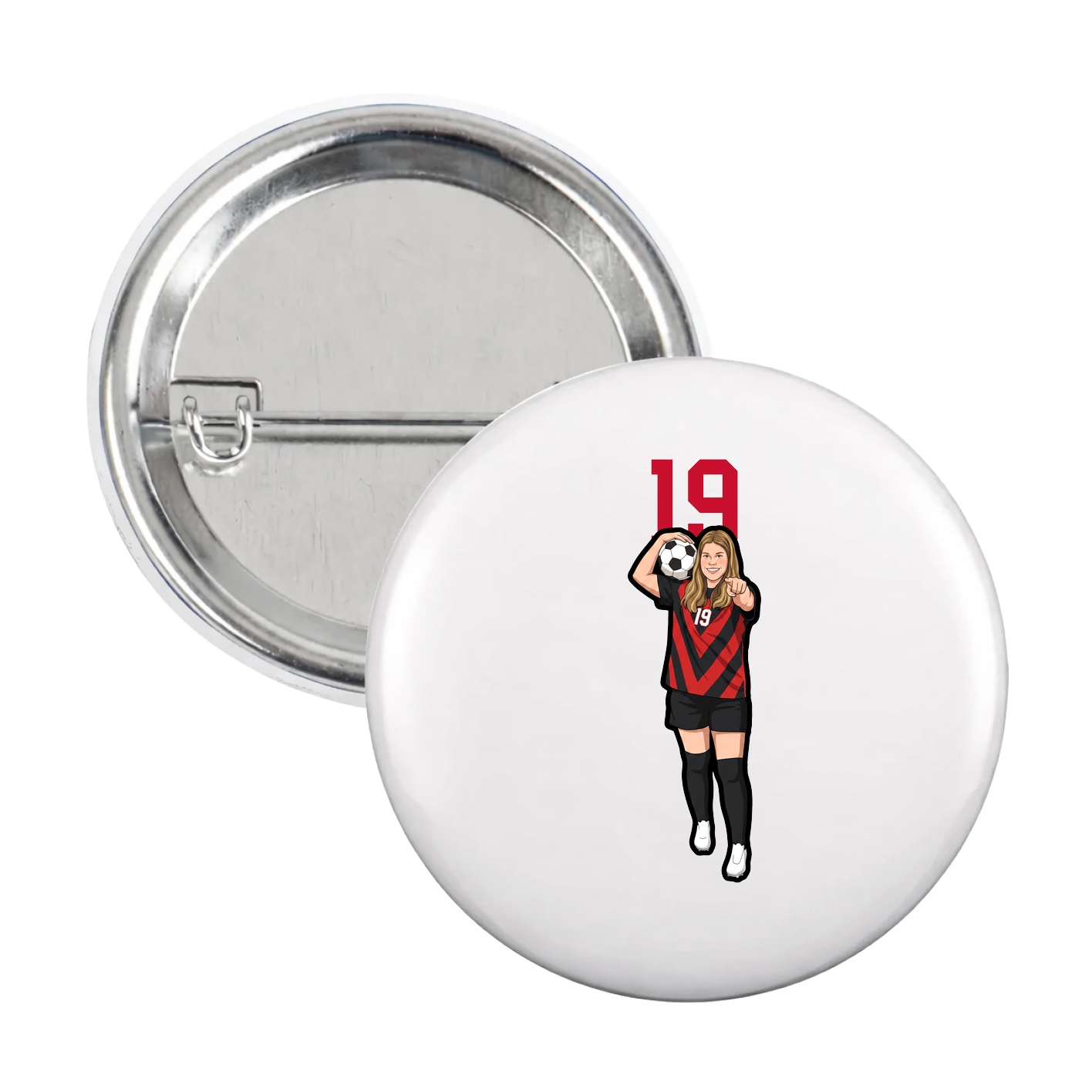 Game Day Button — Number Top in White