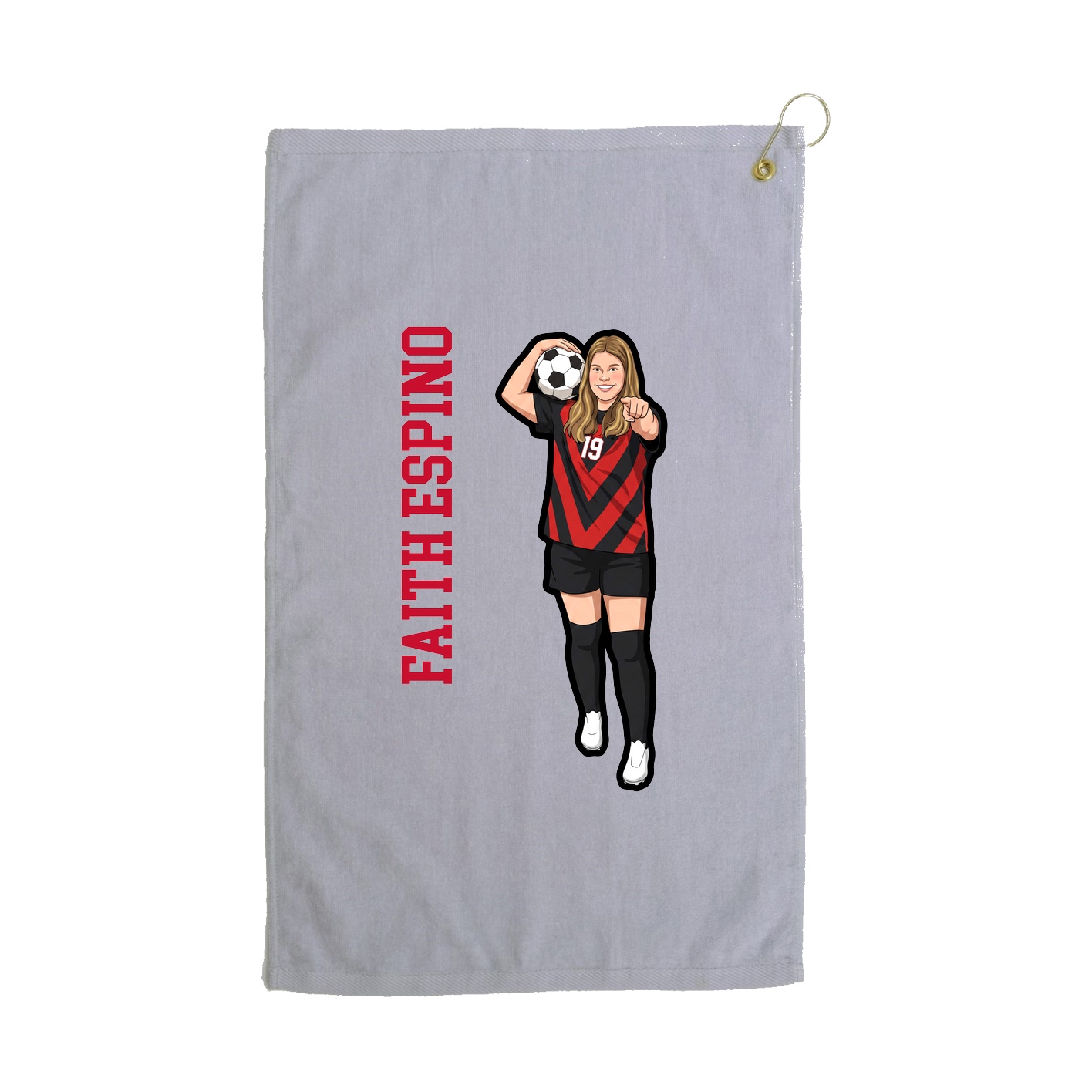 Golf Towel — Name Vertical in Grey