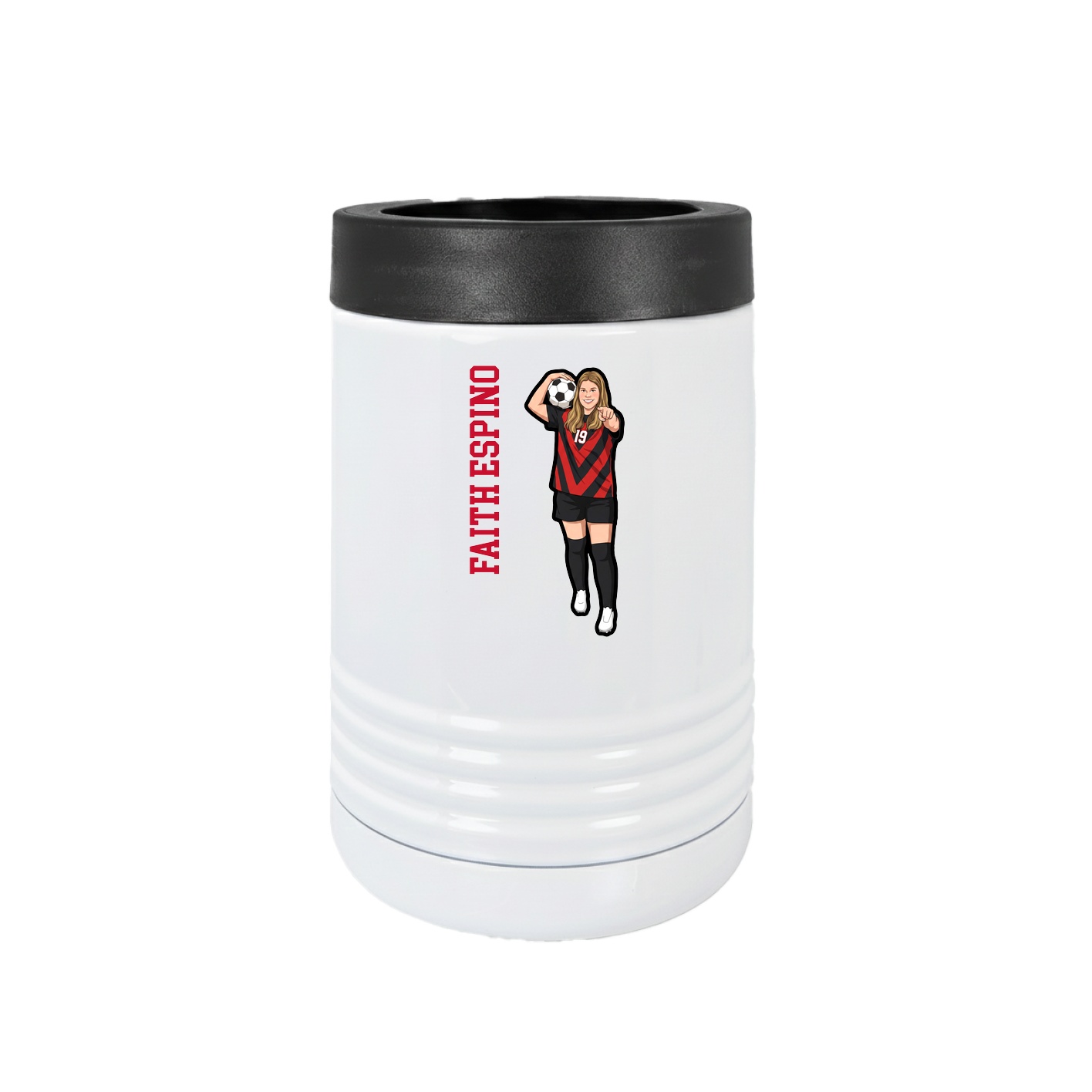 Beverage Holder — Name Vertical in White