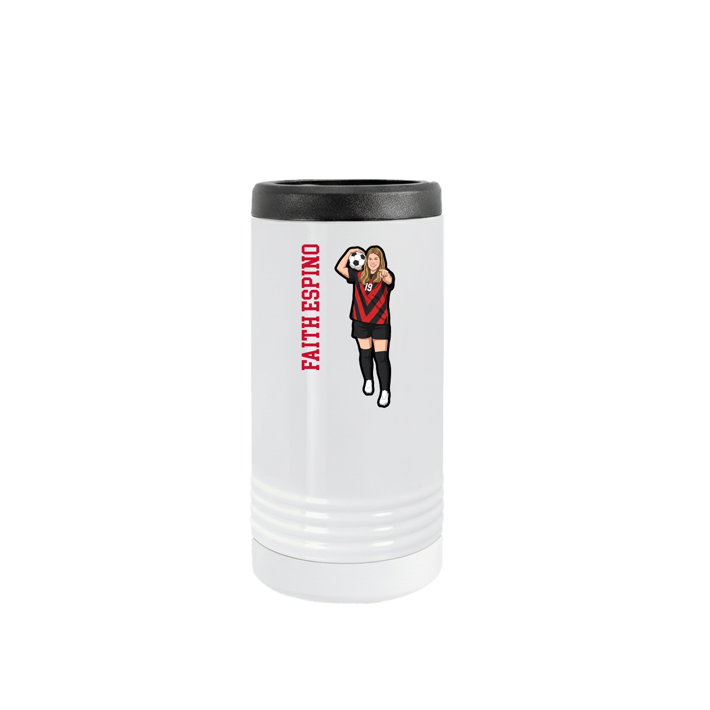 Slim Beverage Holder — Name Vertical in White