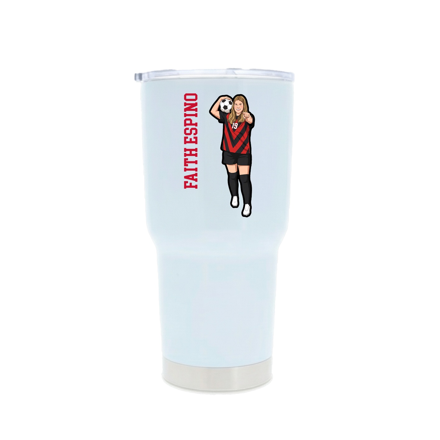 30oz Stainless Steel Tumbler — Name Vertical in White