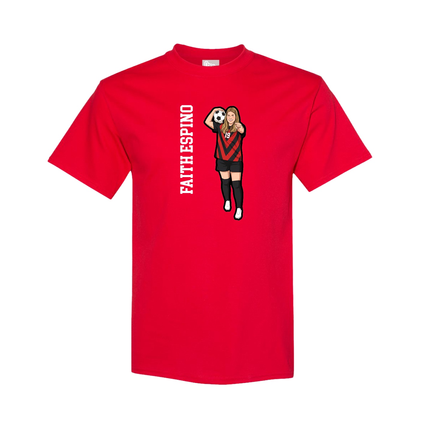 Tee — Name Vertical in Red