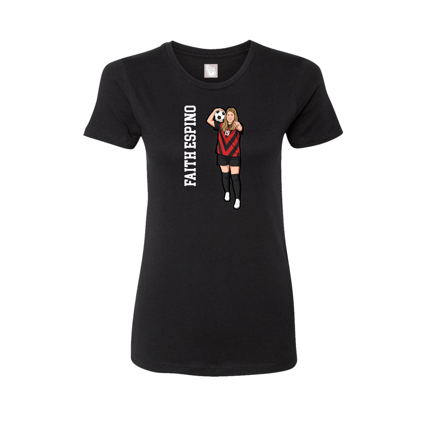 Womens Tee — Name Vertical in Black