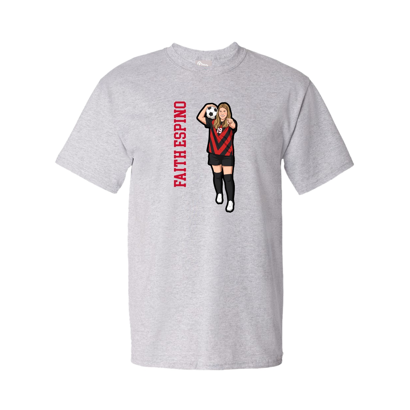 Youth Tee — Name Vertical in Grey