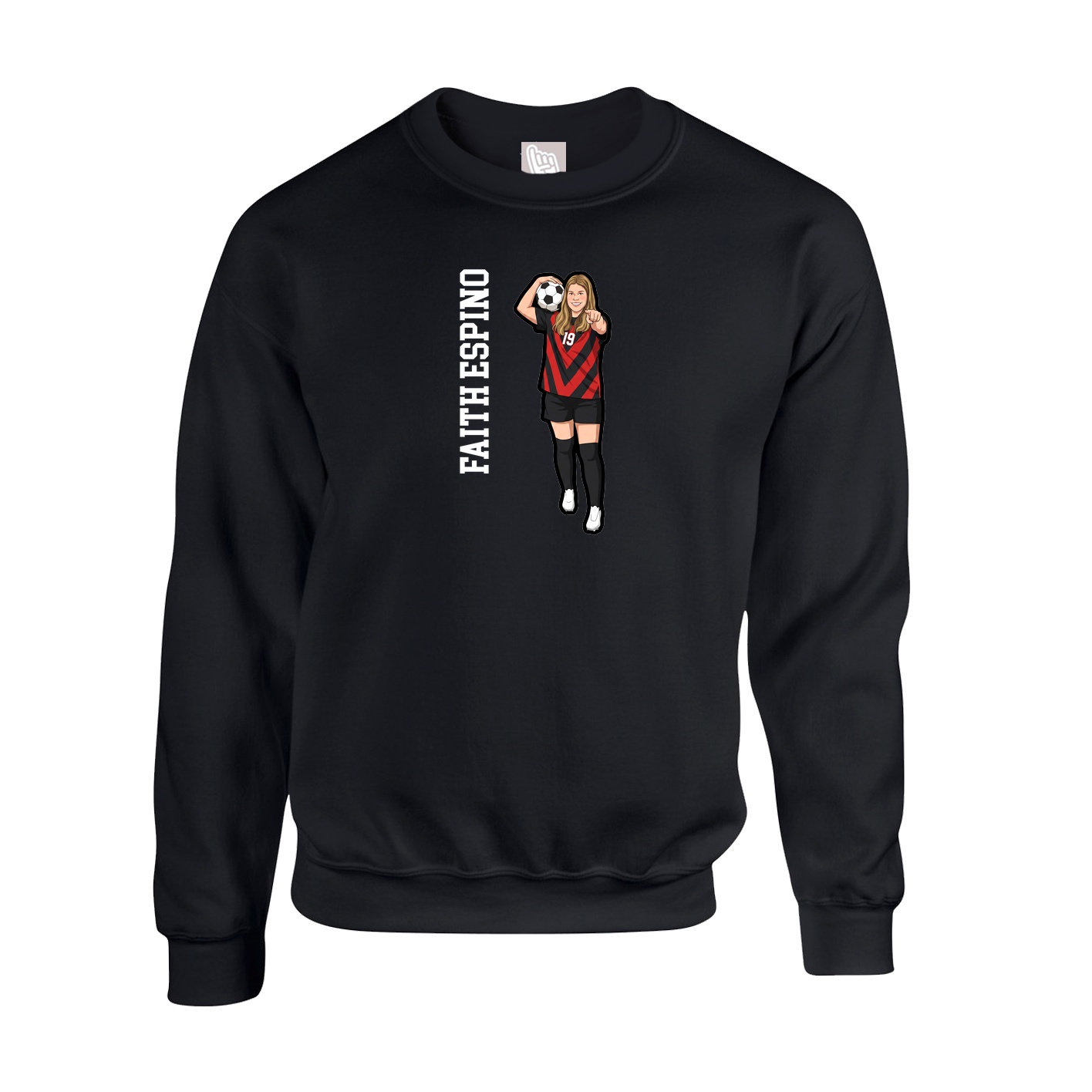 Fleece Crew — Name Vertical in Black