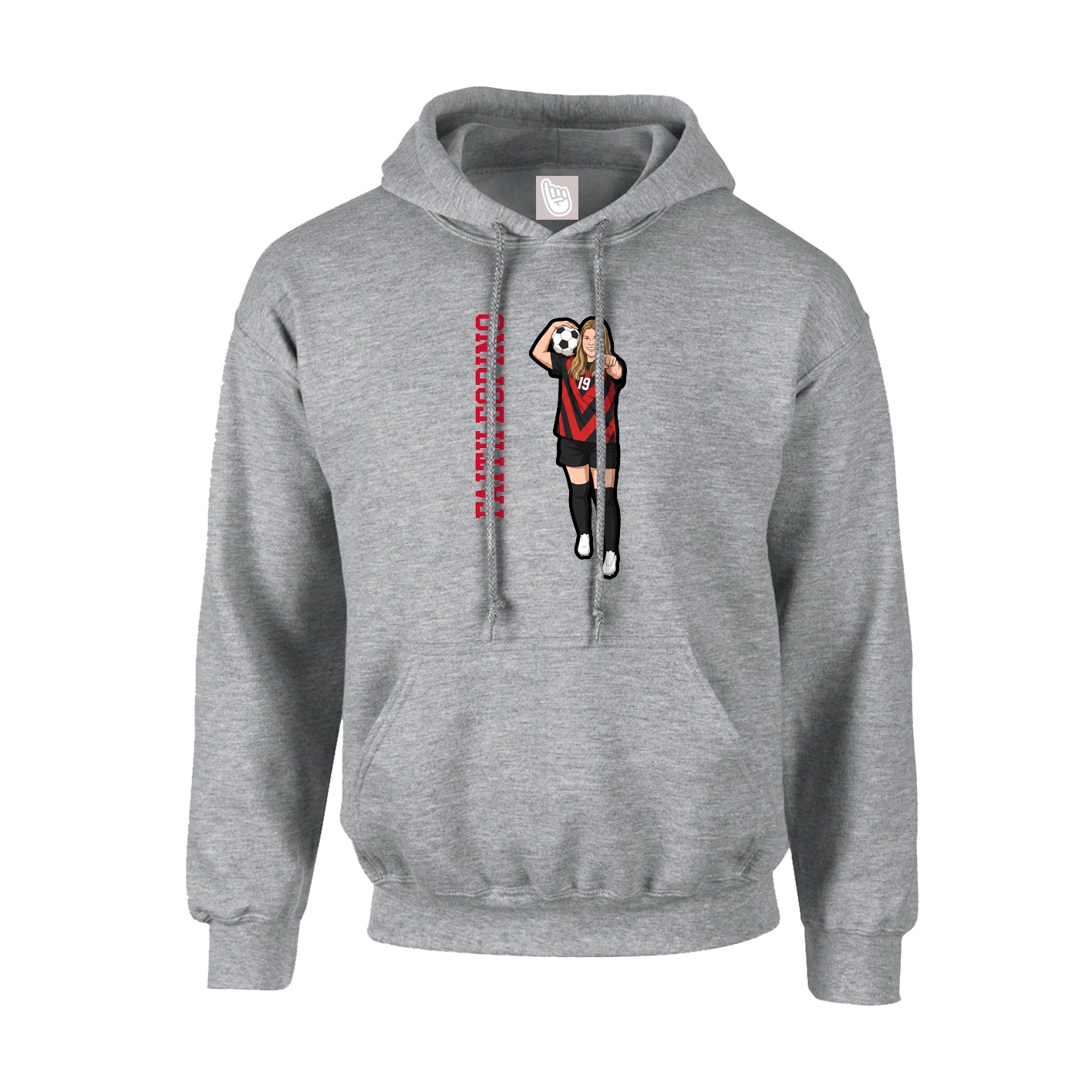 Youth Hoodie — Name Vertical in Grey