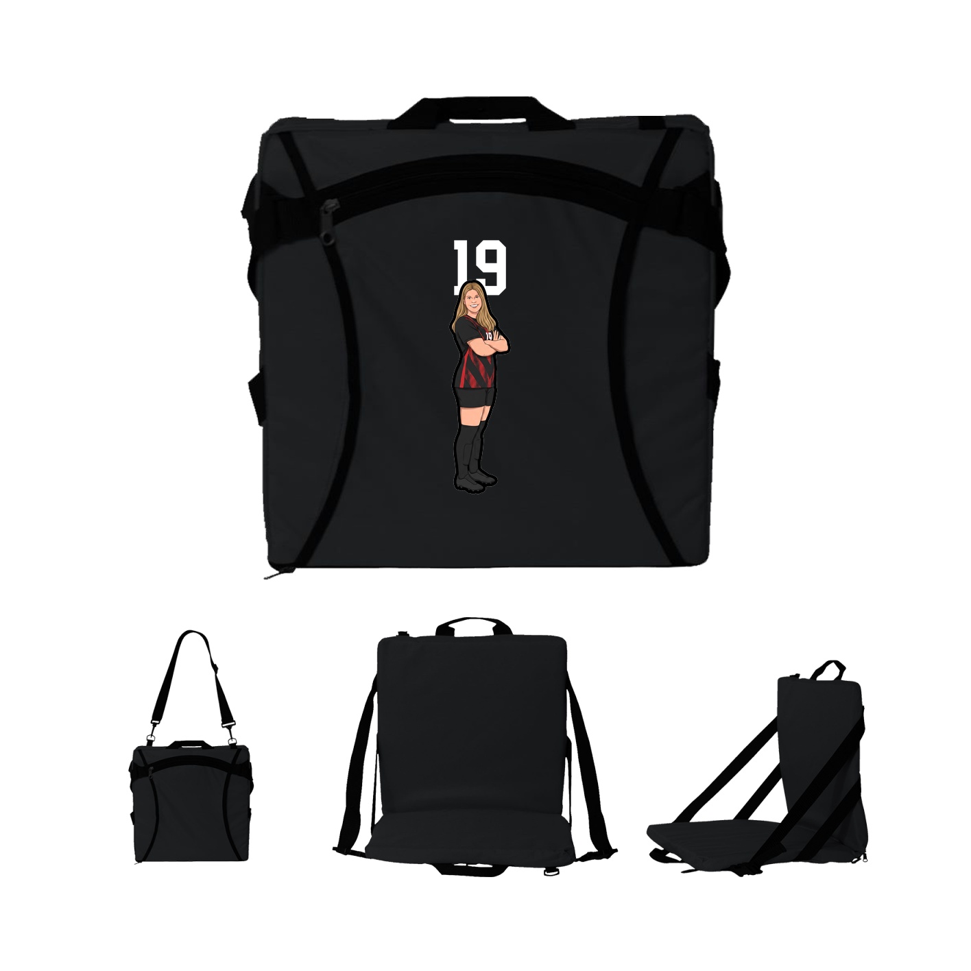Folding Stadium Seat — Number Top in Black