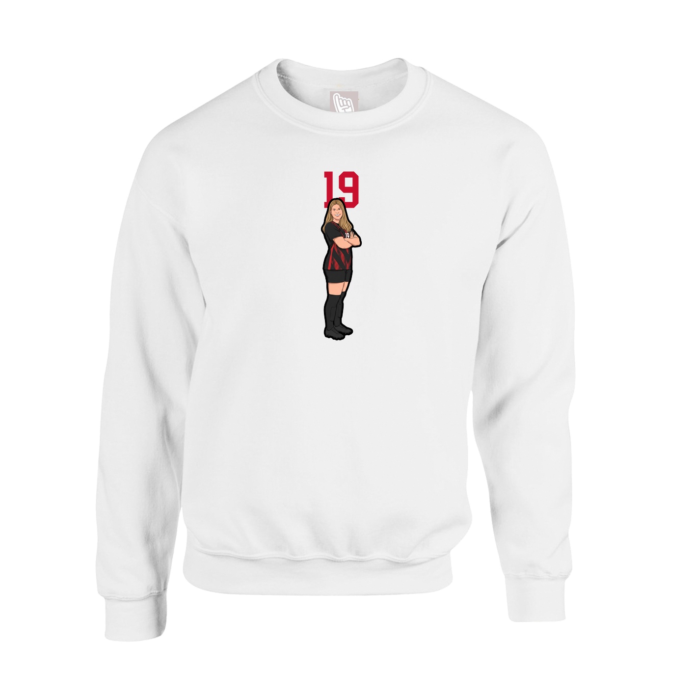 Fleece Crew — Number Top in White
