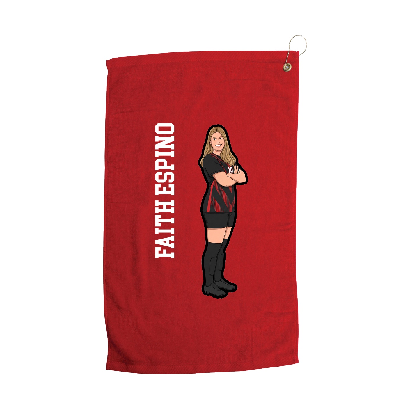 Golf Towel — Name Vertical in Red