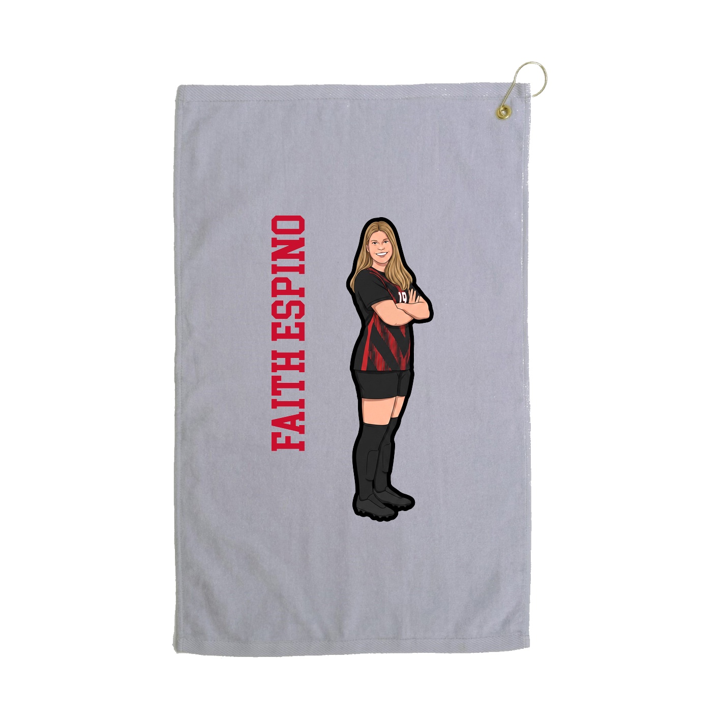 Golf Towel — Name Vertical in Grey