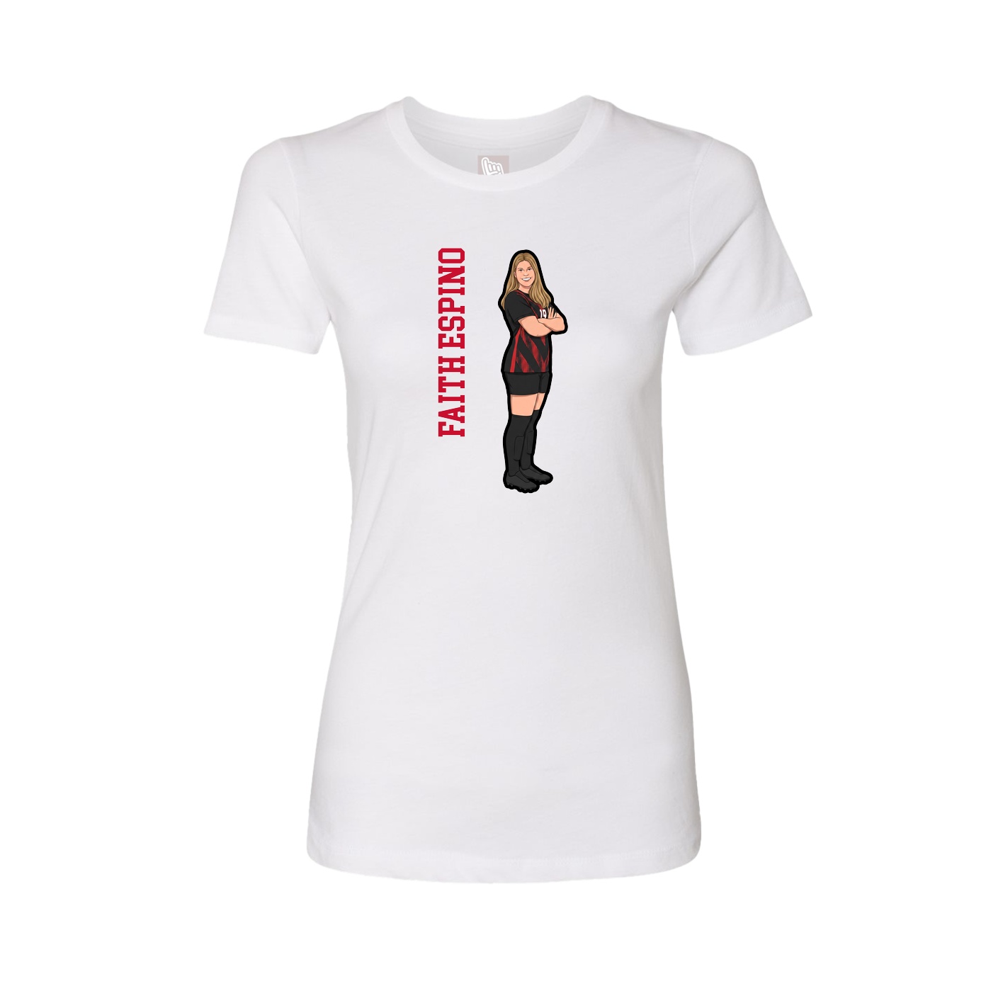Womens Tee — Name Vertical in White