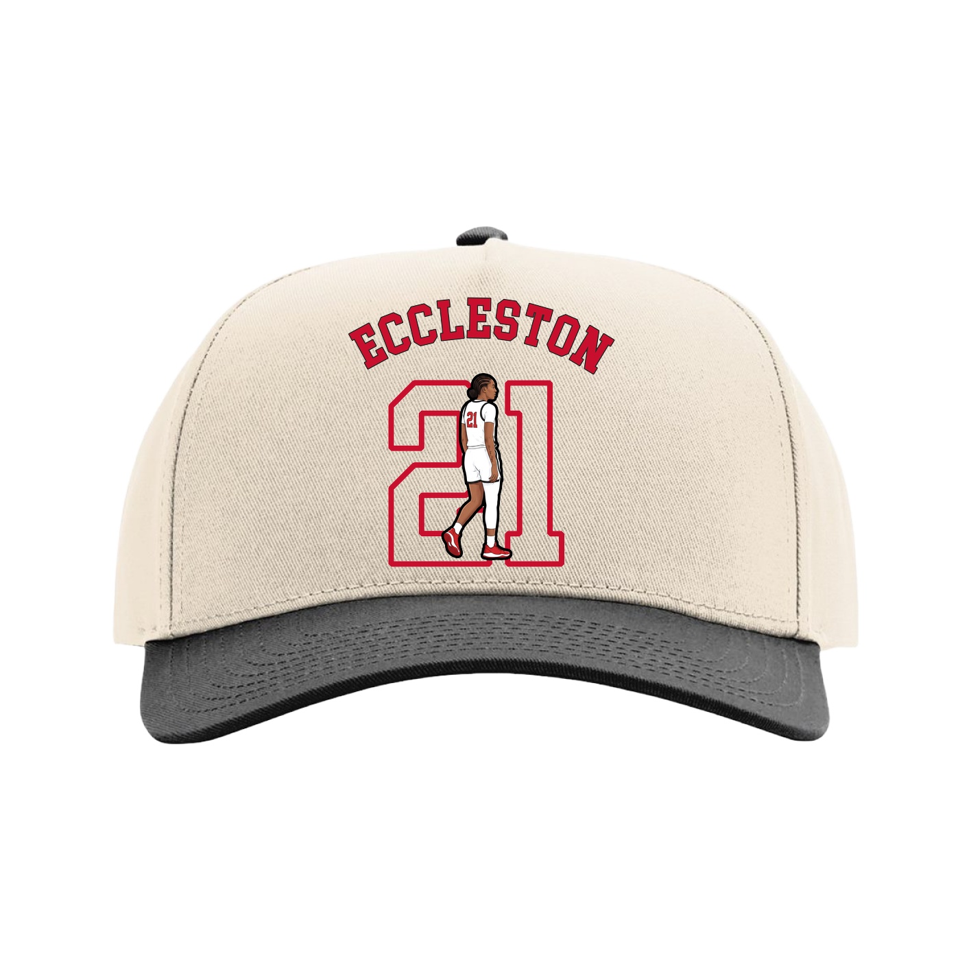Full Fabric Five-Panel Champ Cap — Shirsey Arch in Cream/Black