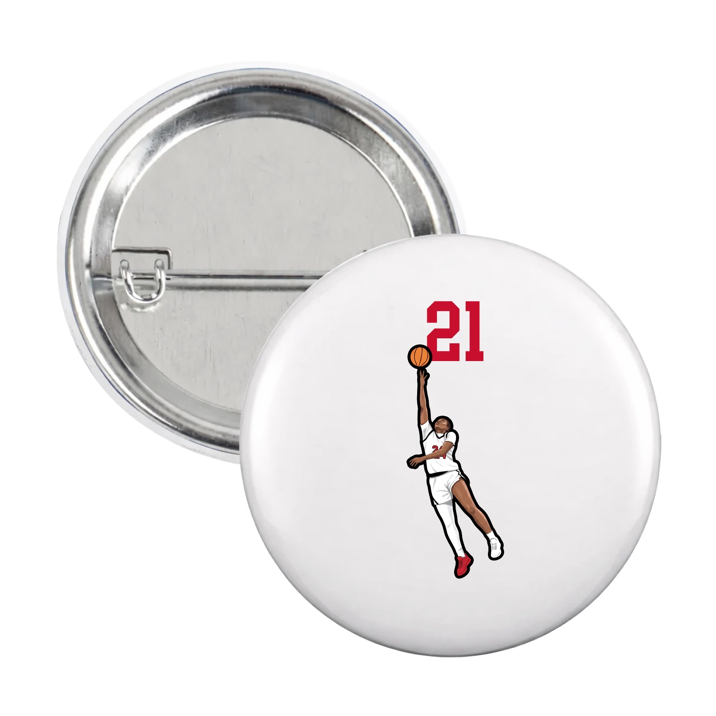 Game Day Button — Number Top in White